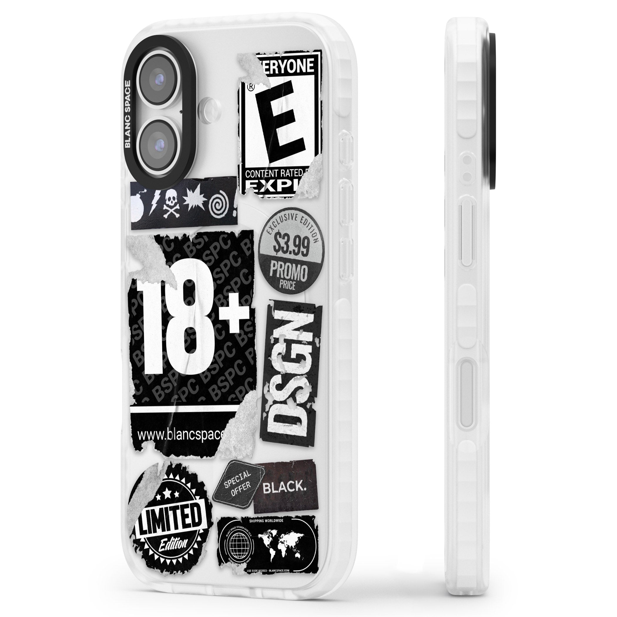 Black Sticker Mix iPhone 17 Impact Clear Phone Case Side Profile