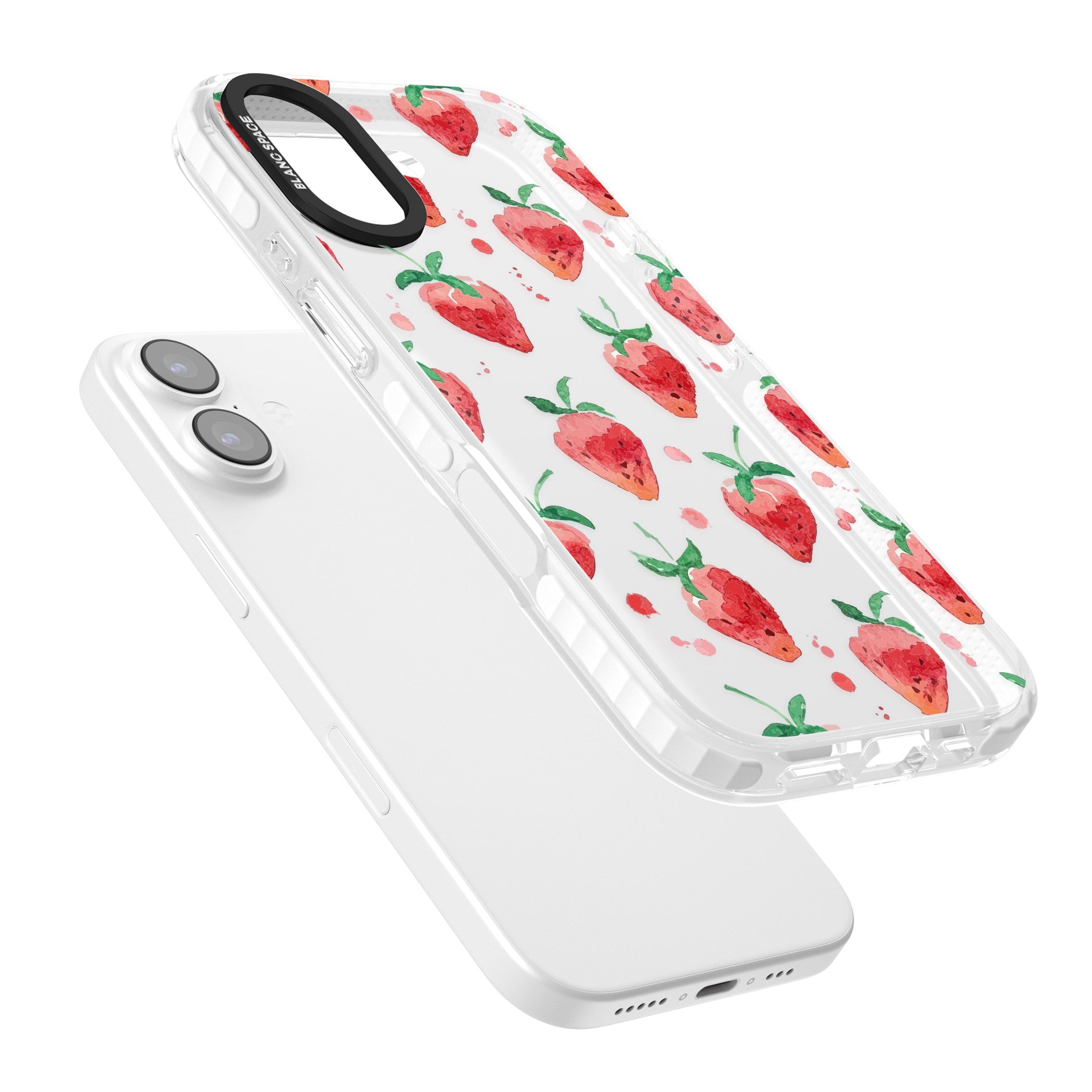 Strawberry Watercolour iPhone 17 Impact Clear Phone Case Colours