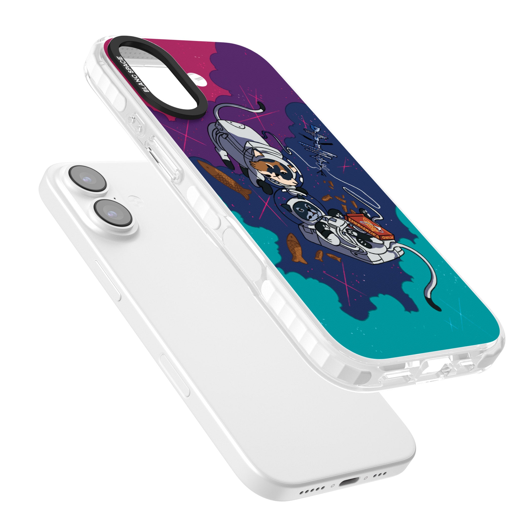 Cats In Space iPhone 17 Impact Clear Phone Case Colours