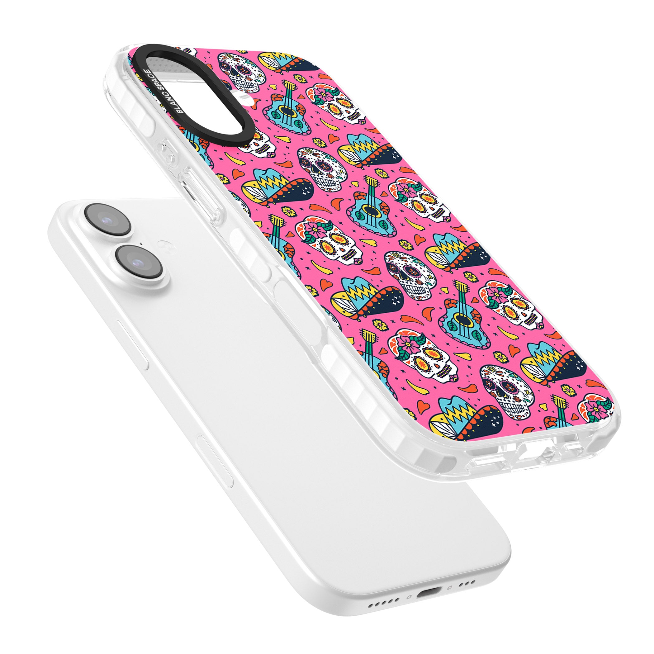 Pink Day Of The Dead Pattern iPhone 17 Impact Clear Phone Case Colours