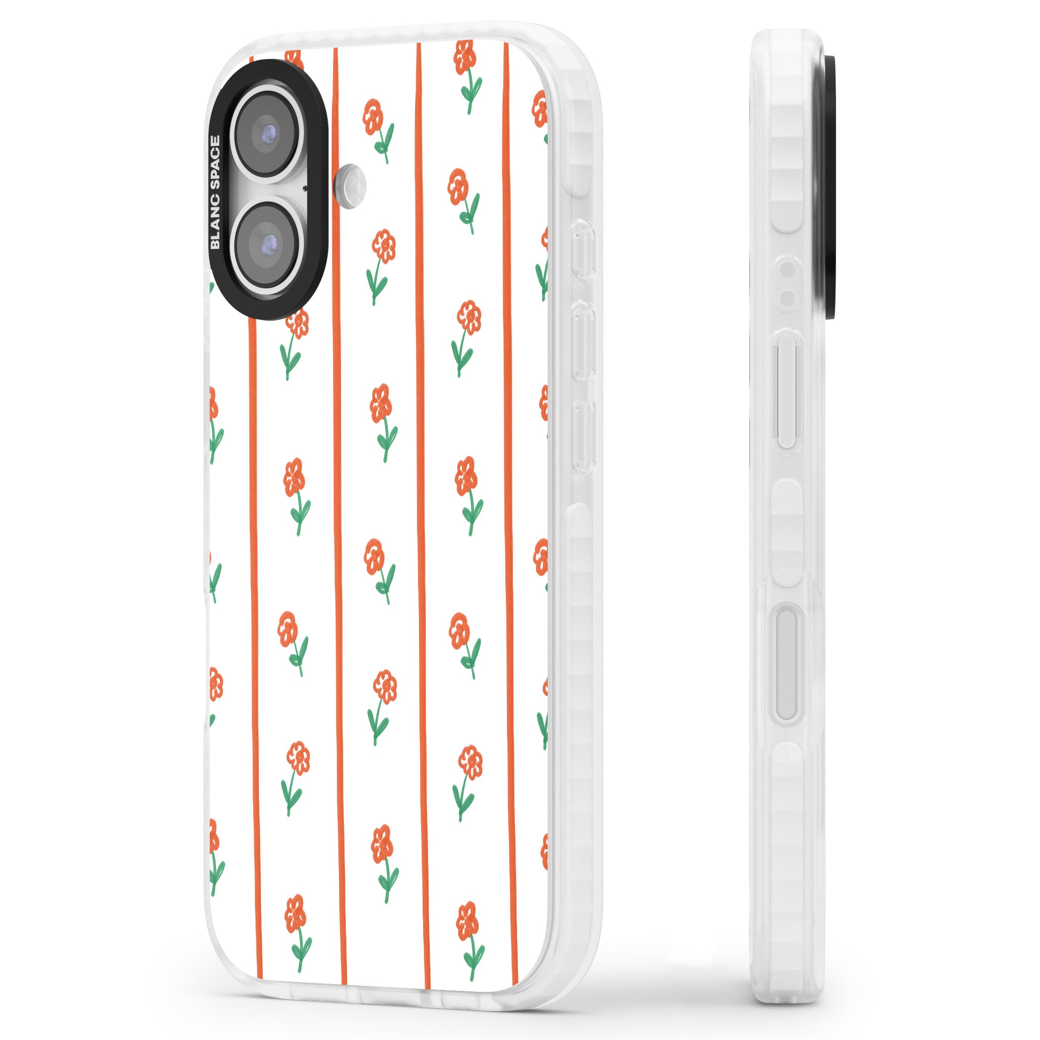 Minimal Floral Stripe iPhone 17 Impact Clear Phone Case Side Profile
