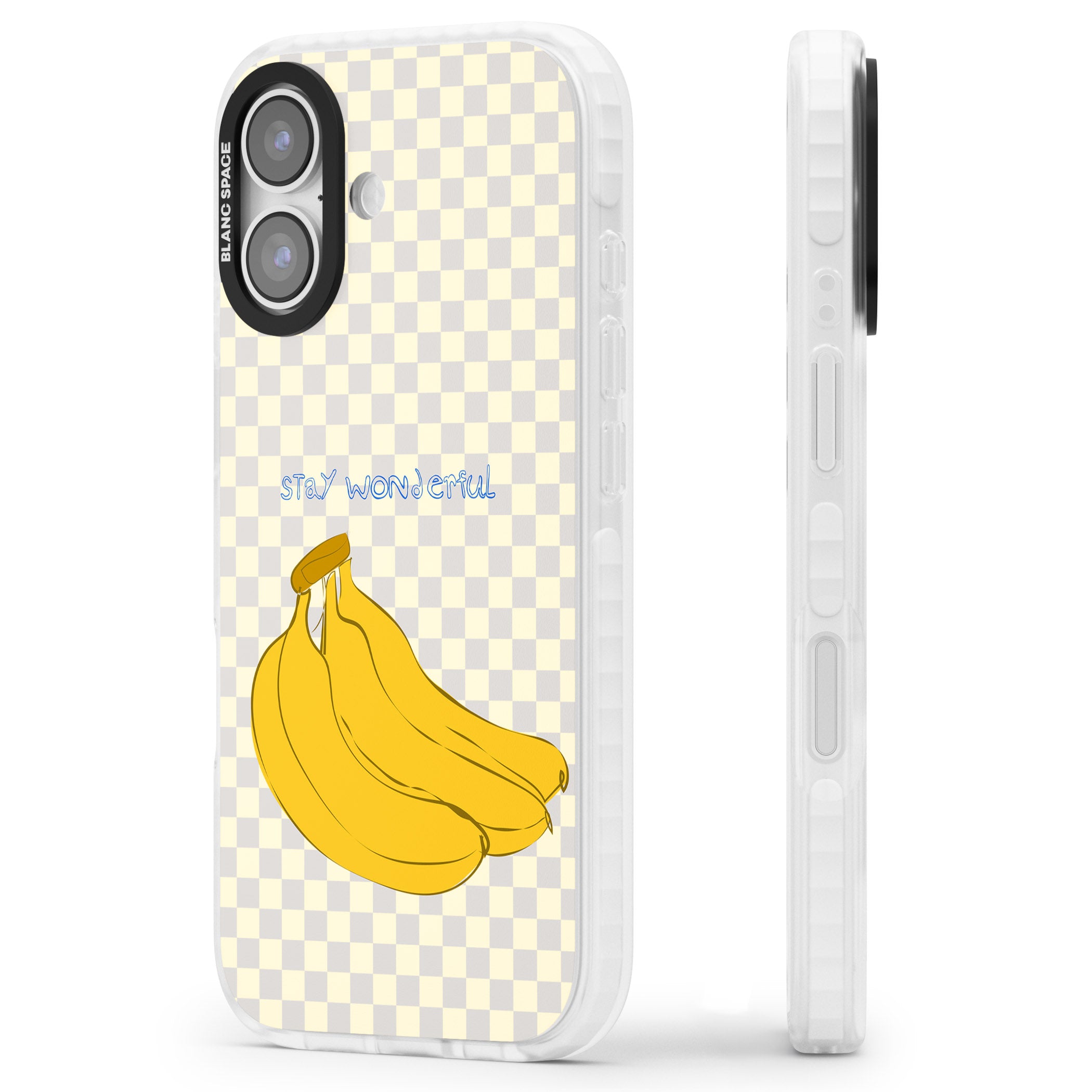 Stay Wonderful Banana iPhone 17 Impact Clear Phone Case Side Profile