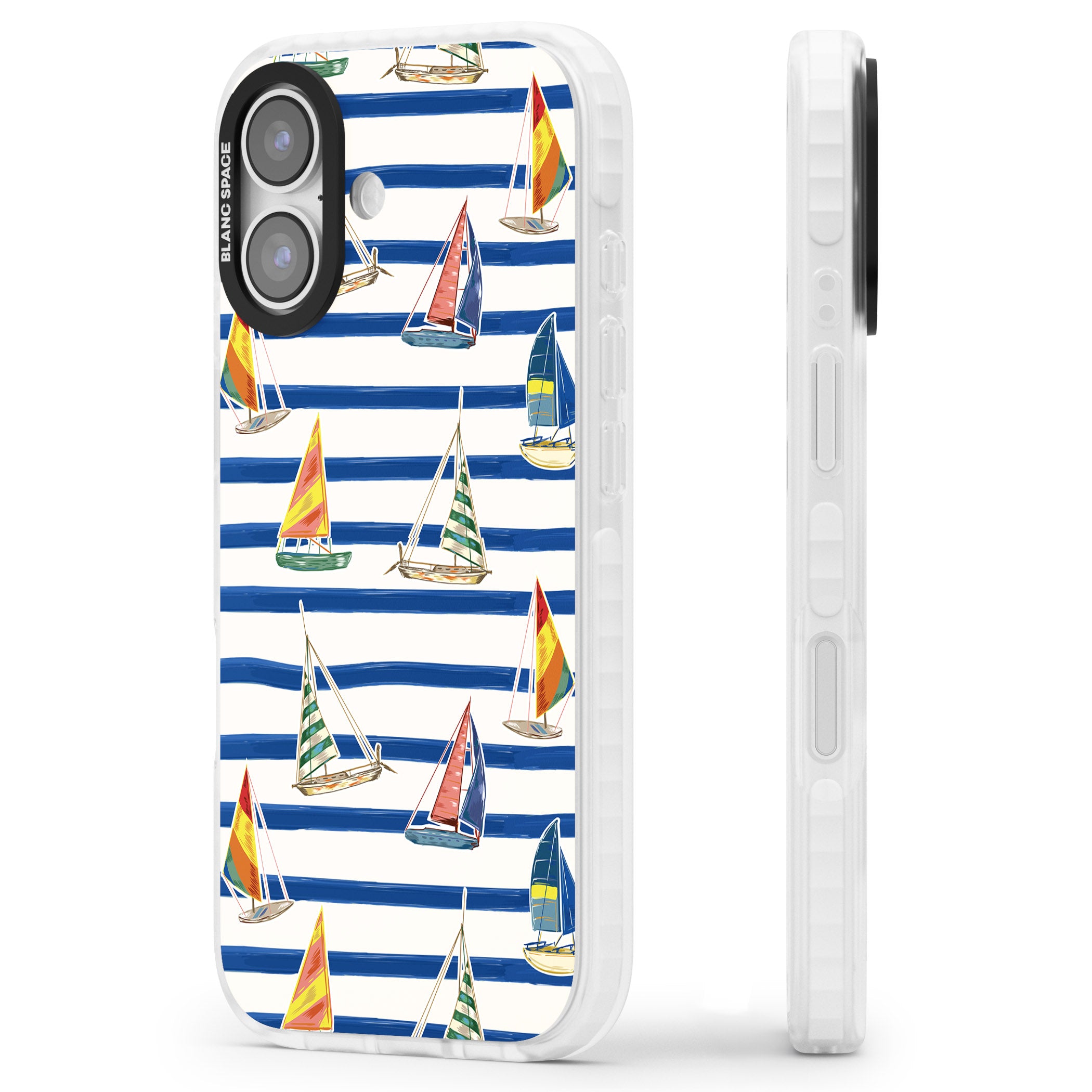 Coastal Sailboats iPhone 17 Impact Clear Phone Case Side Profile