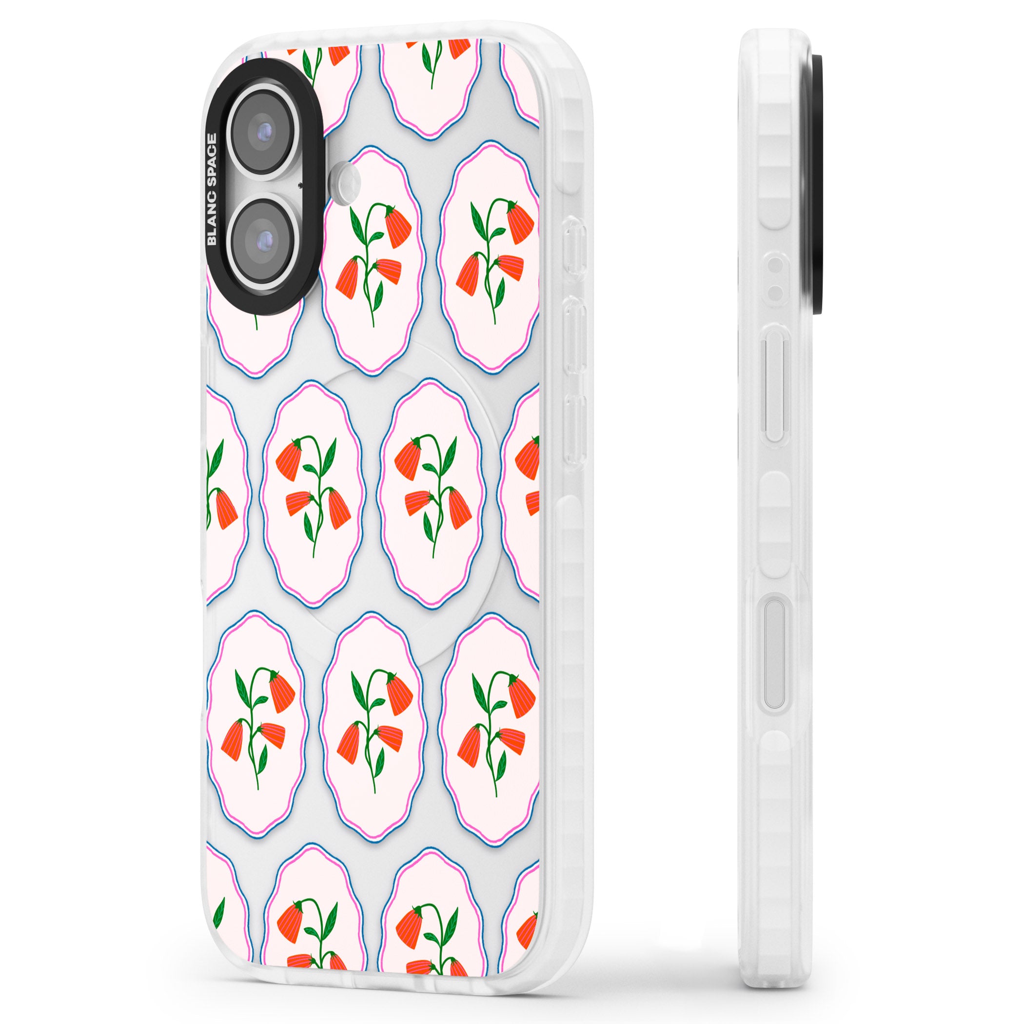 Rose Stamps iPhone 17 Impact Clear Phone Case Side Profile