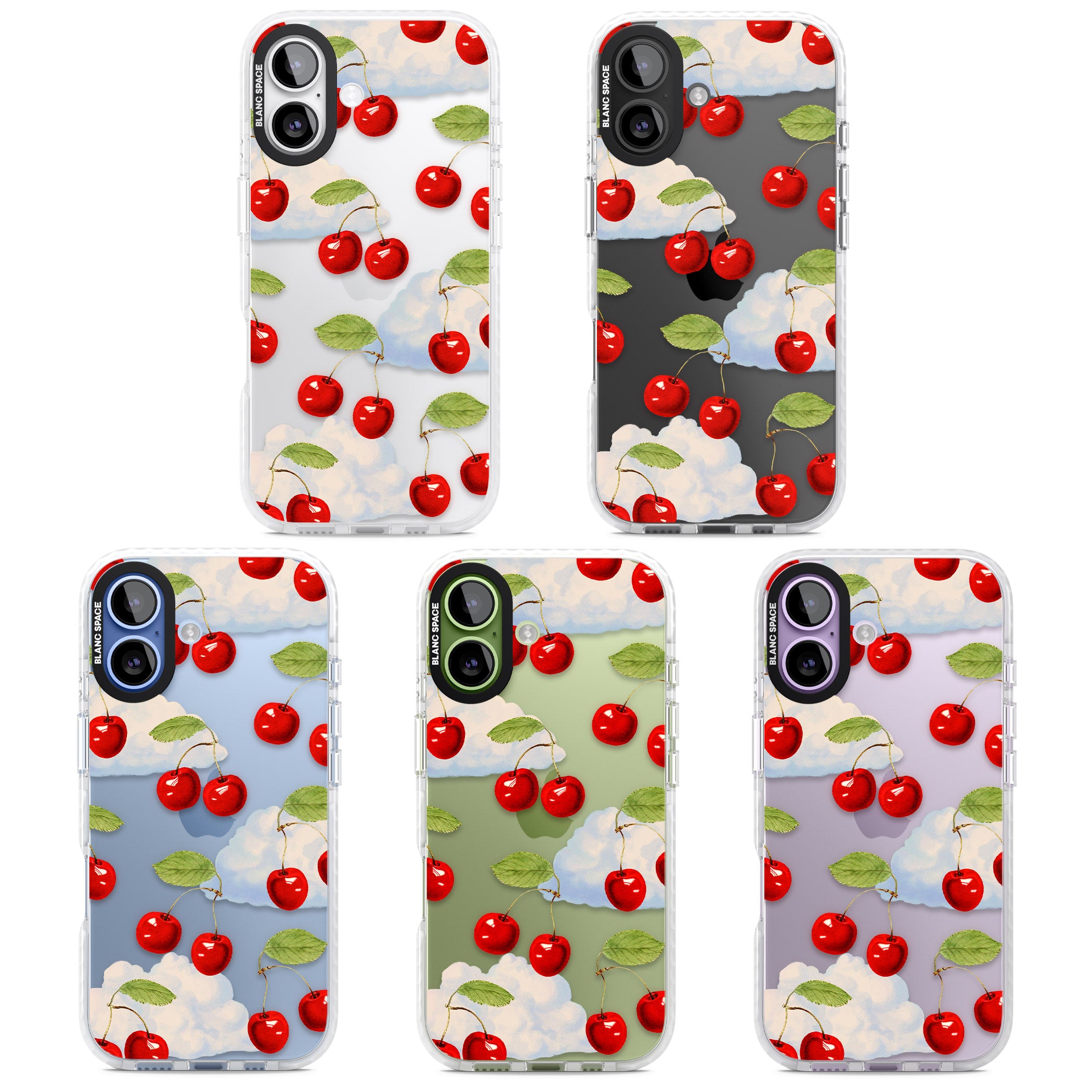 Vintage Cherries & Clouds iPhone 17 Impact Clear Phone Case APT Impact Protection