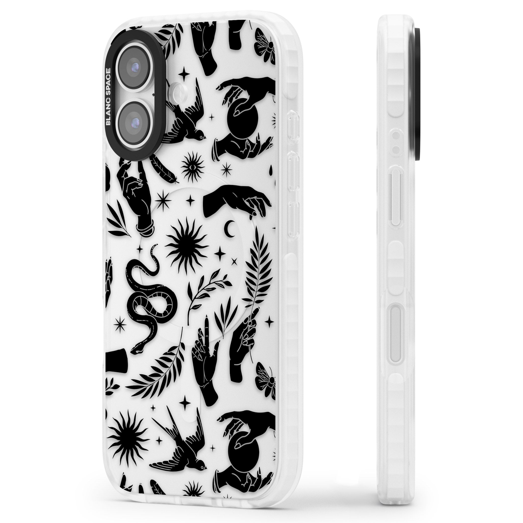 Celestial Pattern (Black) iPhone 17 Impact Clear Phone Case Side Profile