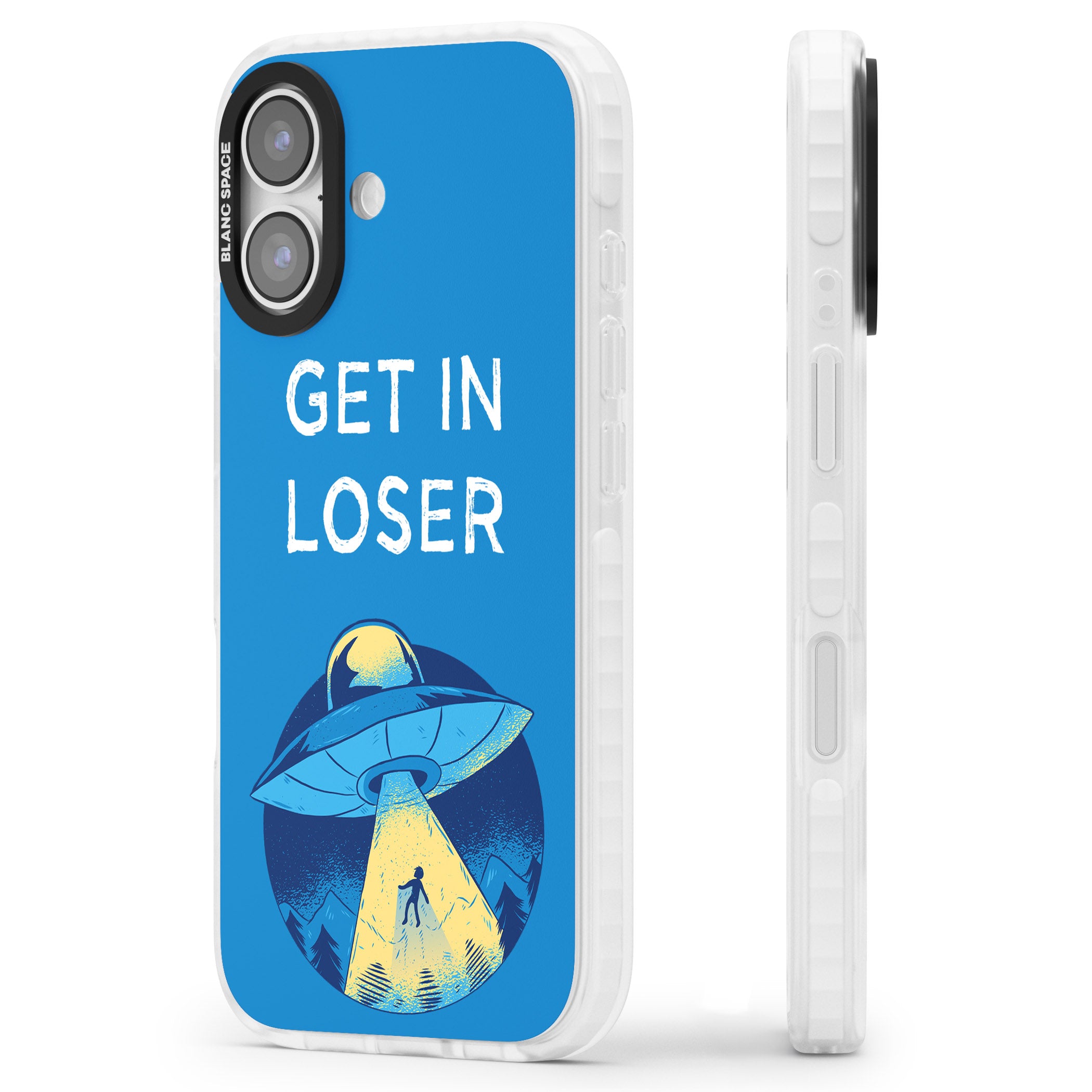 Get In Loser Ufo iPhone 17 Impact Clear Phone Case Side Profile