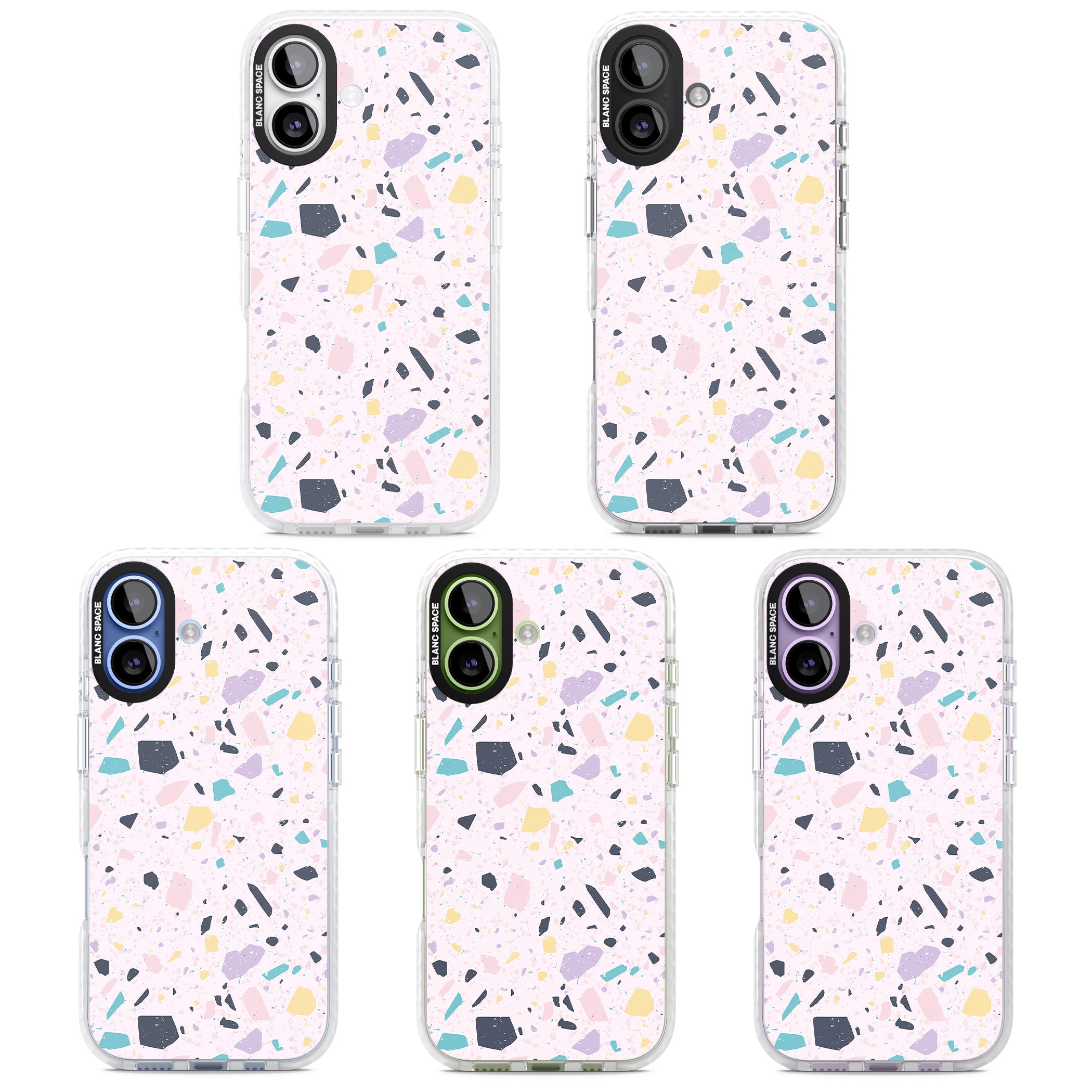 Pink, Purple & Turquoise Terrazzo Pattern iPhone 17 Impact Clear Phone Case APT Impact Protection