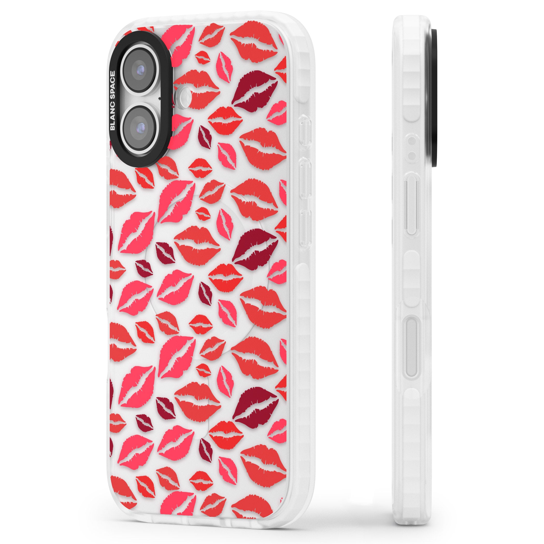 Lips Pattern iPhone 17 Impact Clear Phone Case Side Profile