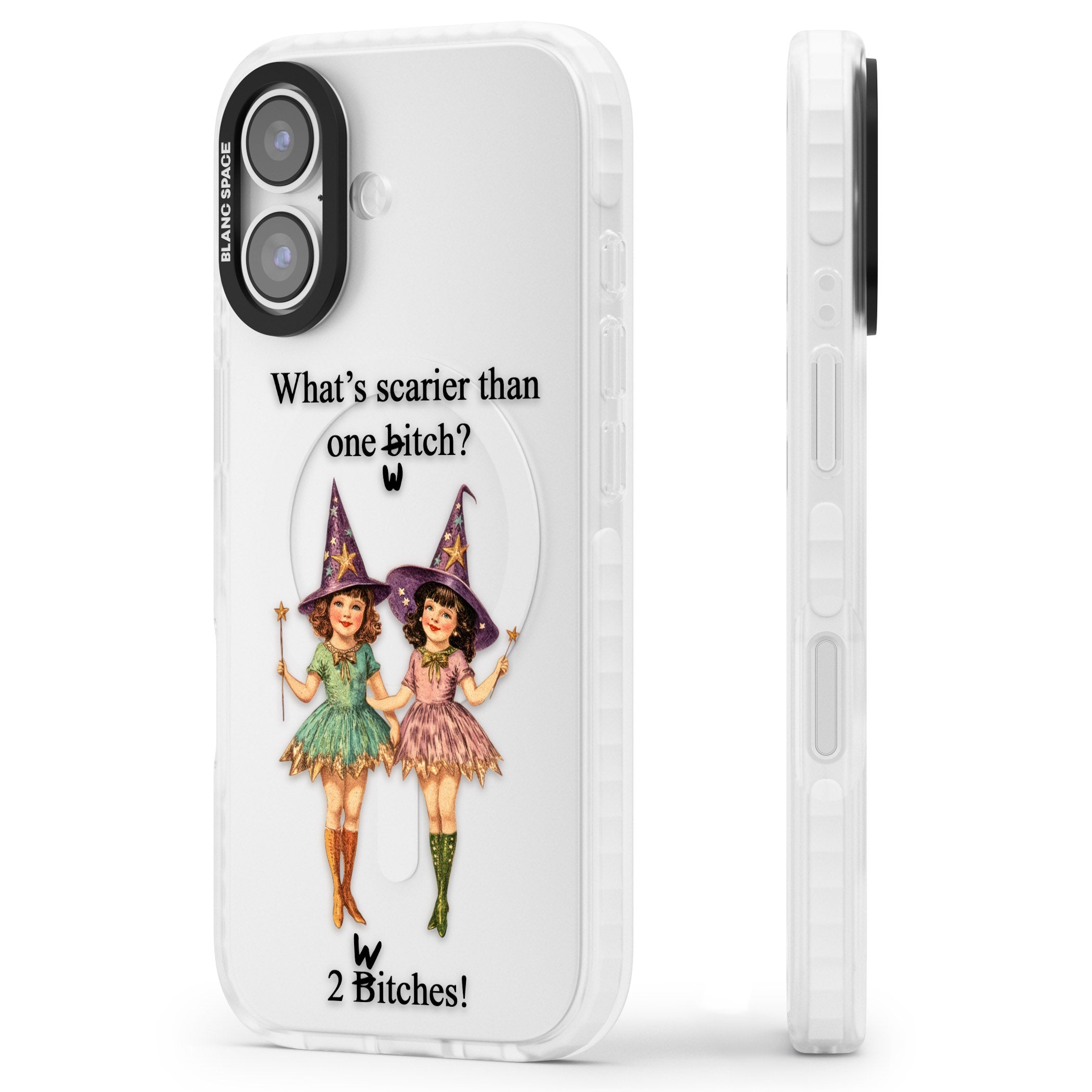Two Witches iPhone 17 Impact Clear Phone Case Side Profile
