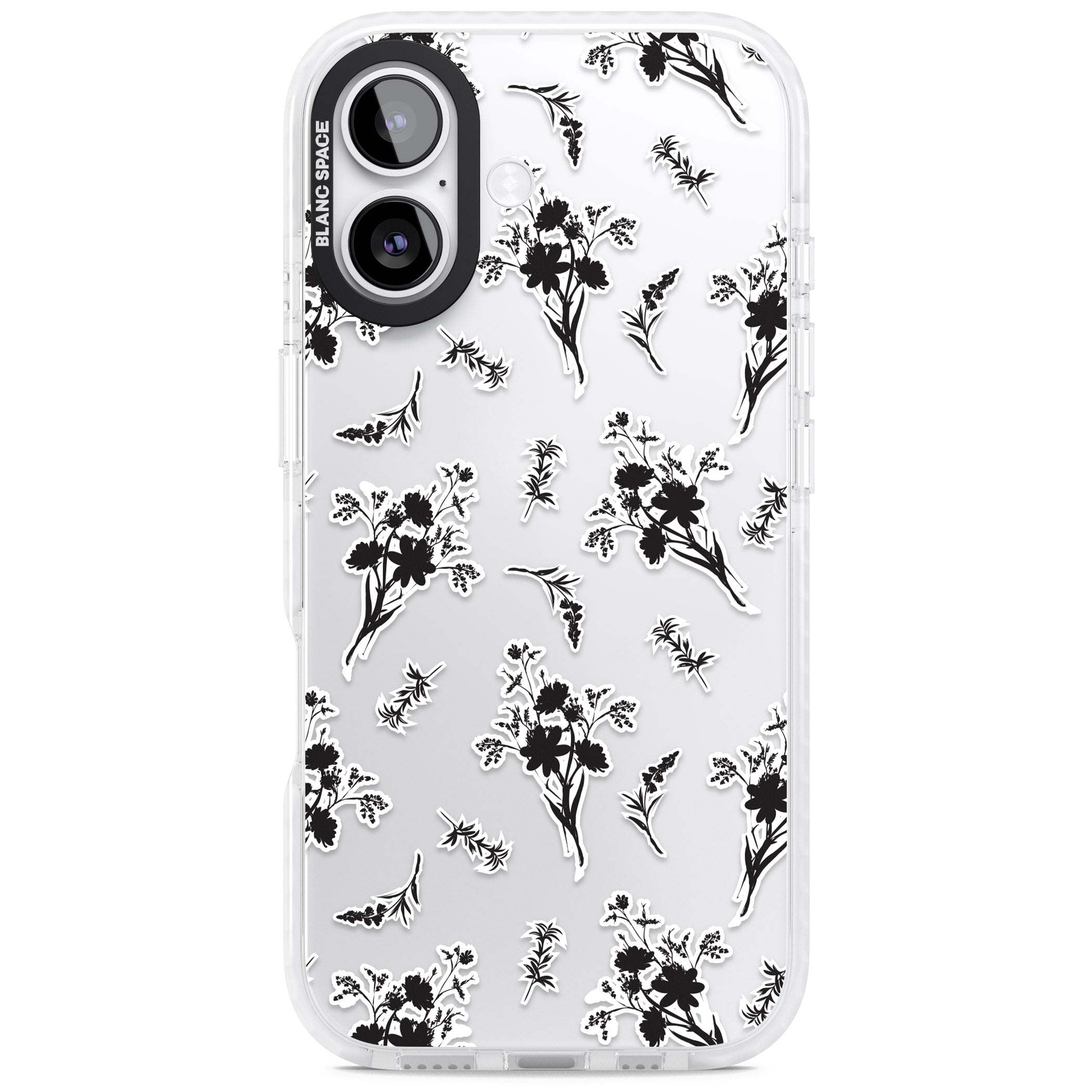 Black Sticker Wildflowers iPhone 17 Impact Clear Phone Case