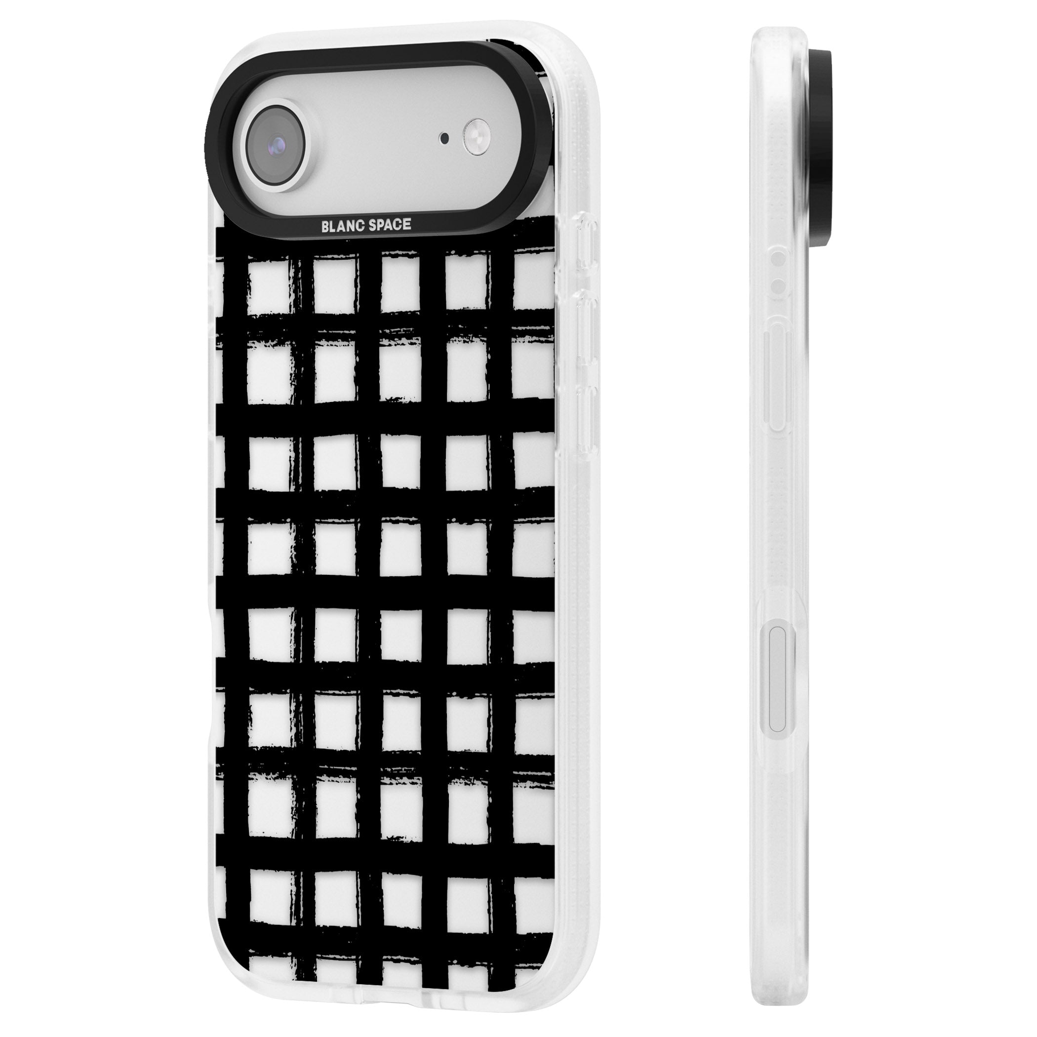 Messy Black Grid Clear iPhone 17 Air Impact Air Clear Phone Case Side Profile