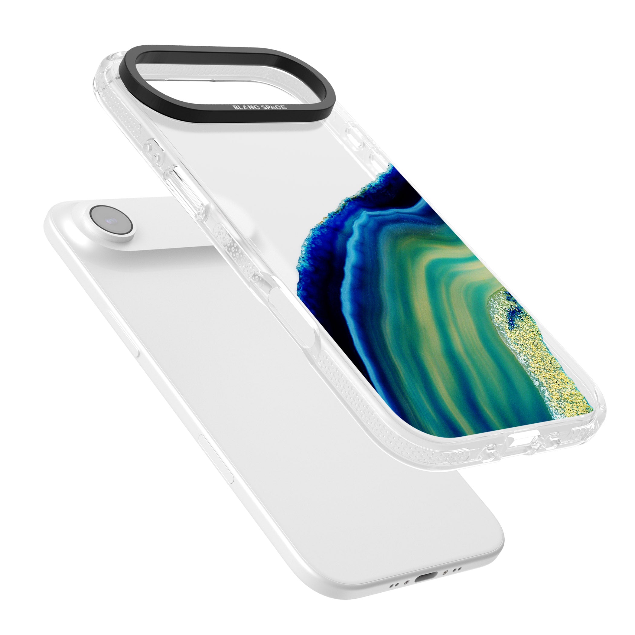 Green & Blue Emerald Geode iPhone 17 Air Impact Air Clear Phone Case Colours