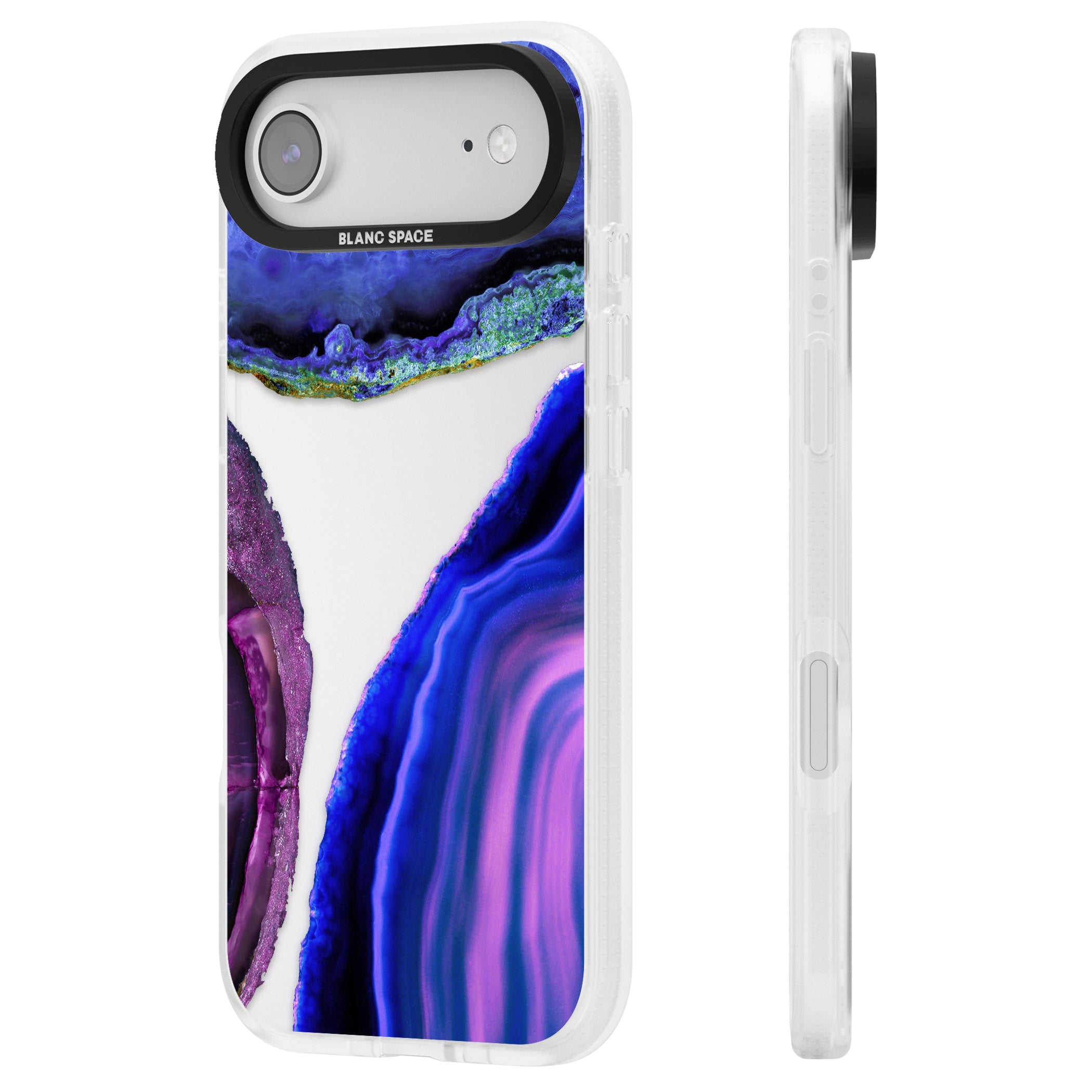 Violet Agate Slice iPhone 17 Air Impact Air Clear Phone Case Side Profile