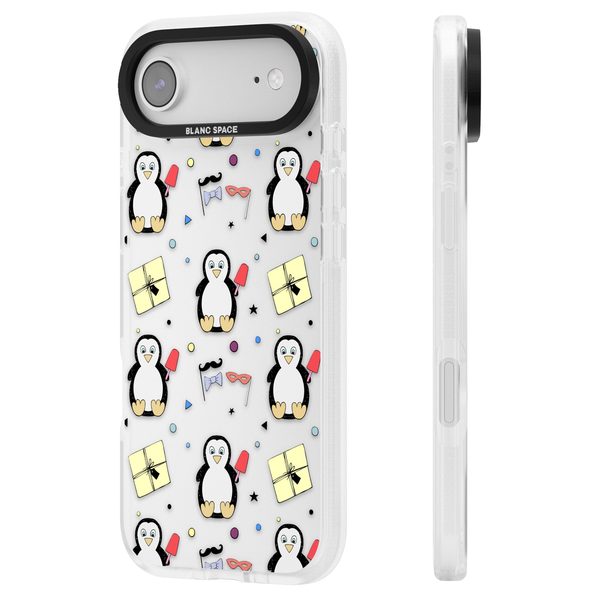 Cute Penguin Pattern Clear iPhone 17 Air Impact Air Clear Phone Case Side Profile