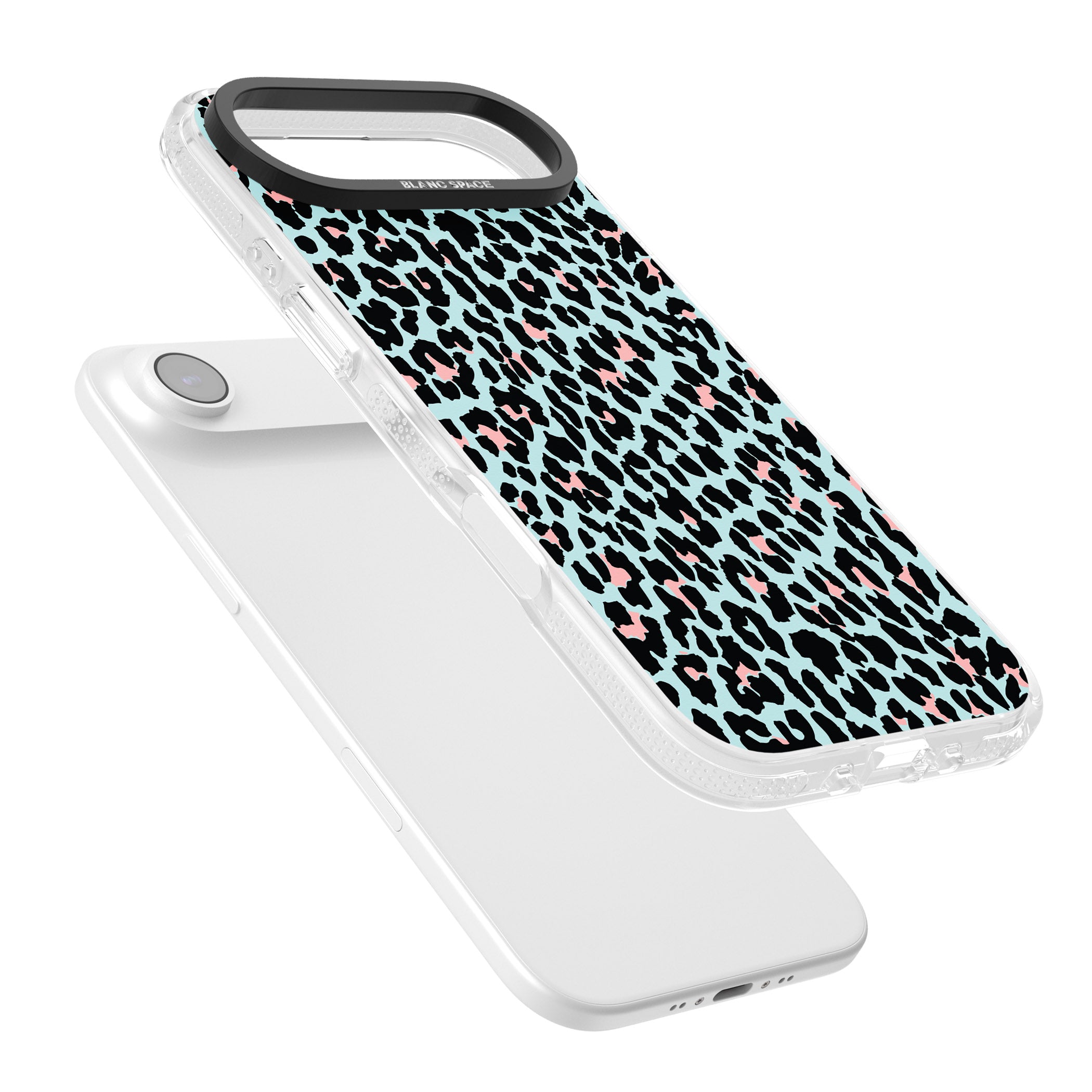 Pastel Blue & Pink Leopard Print iPhone 17 Air Impact Air Clear Phone Case Colours