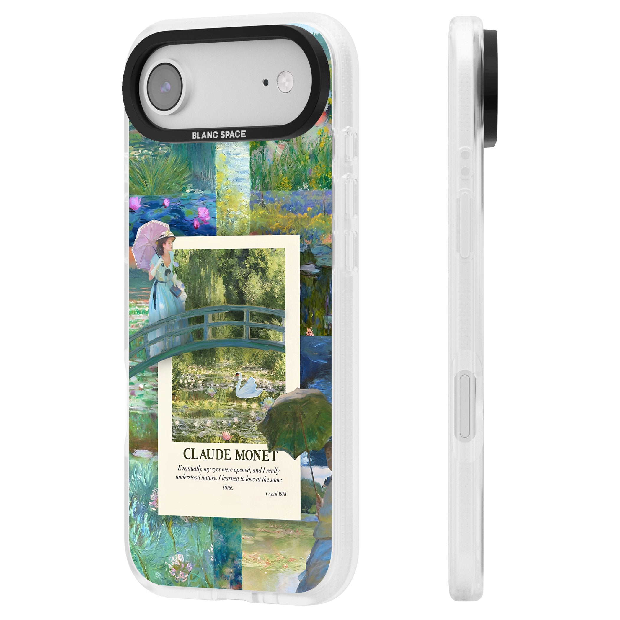 Monet Gardens iPhone 17 Air Impact Air Clear Phone Case Side Profile