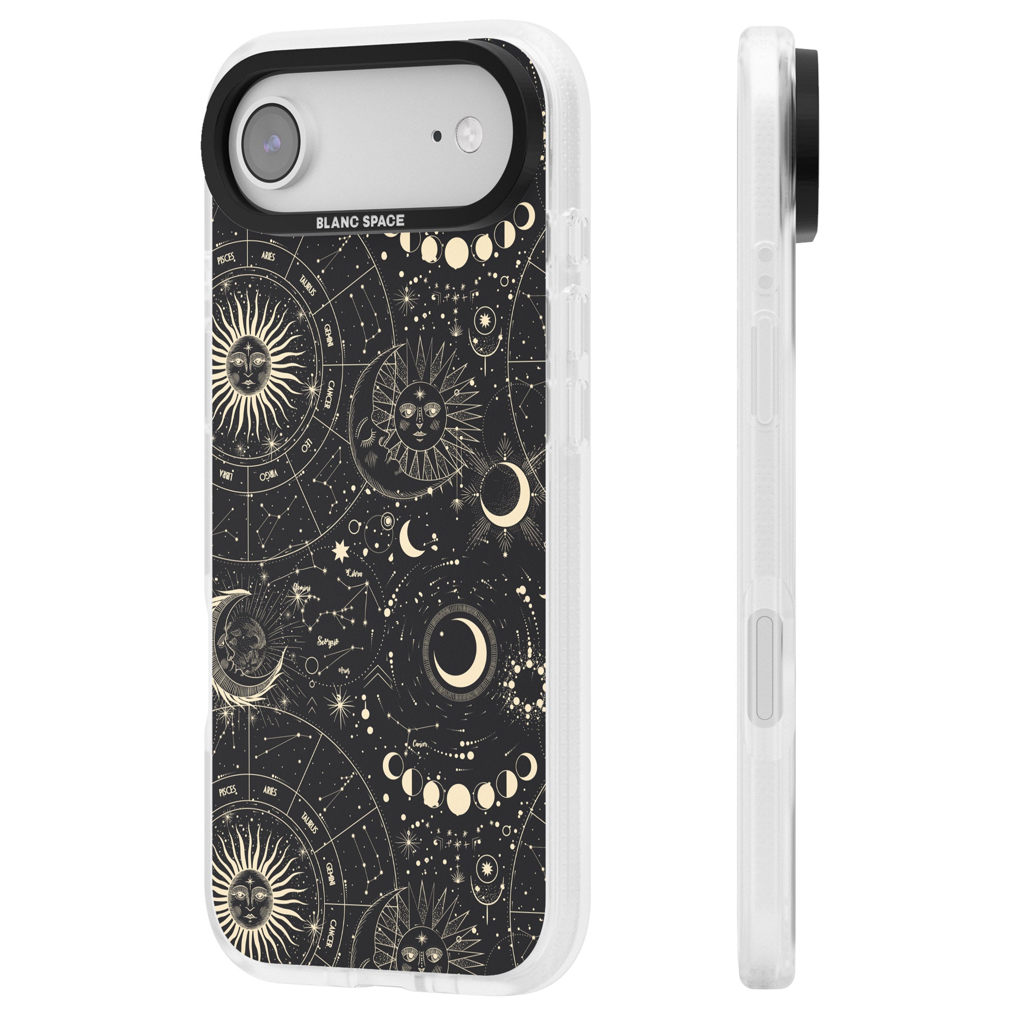 Celestial Suns, Moons & Zodiacs iPhone 17 Air Impact Air Clear Phone Case Side Profile