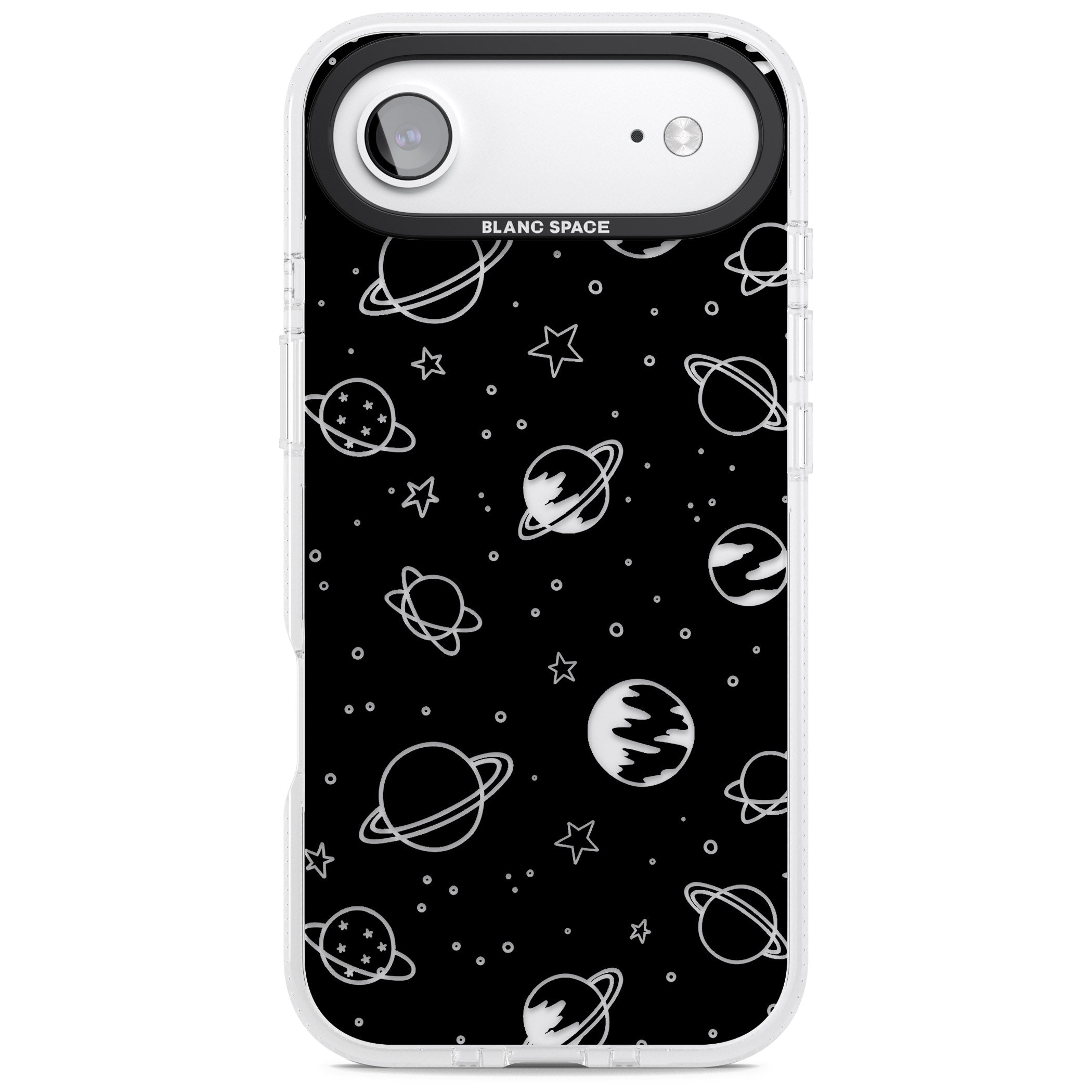 Cosmic Sketch Clear Black iPhone 17 Air Impact Air Clear Phone Case