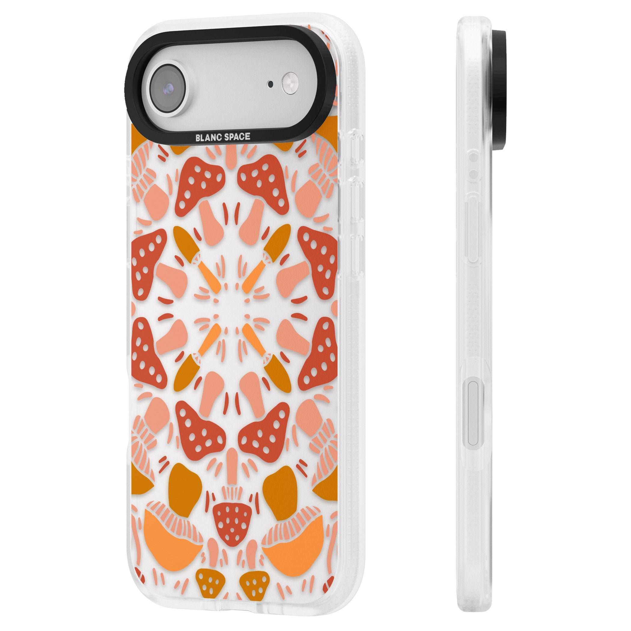 Mushroom Medley iPhone 17 Air Impact Air Clear Phone Case Side Profile