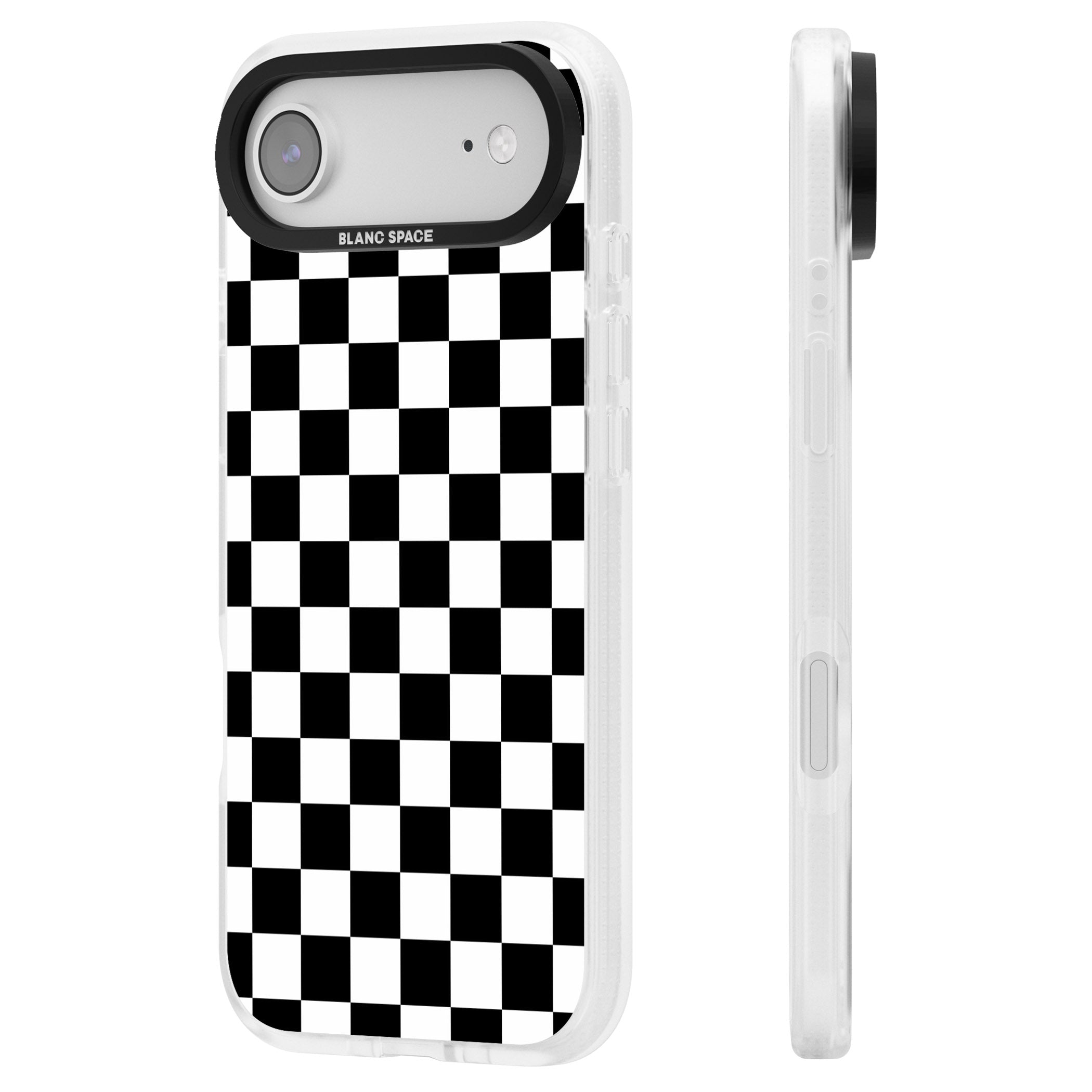 Black Checkered iPhone 17 Air Impact Air Clear Phone Case Side Profile