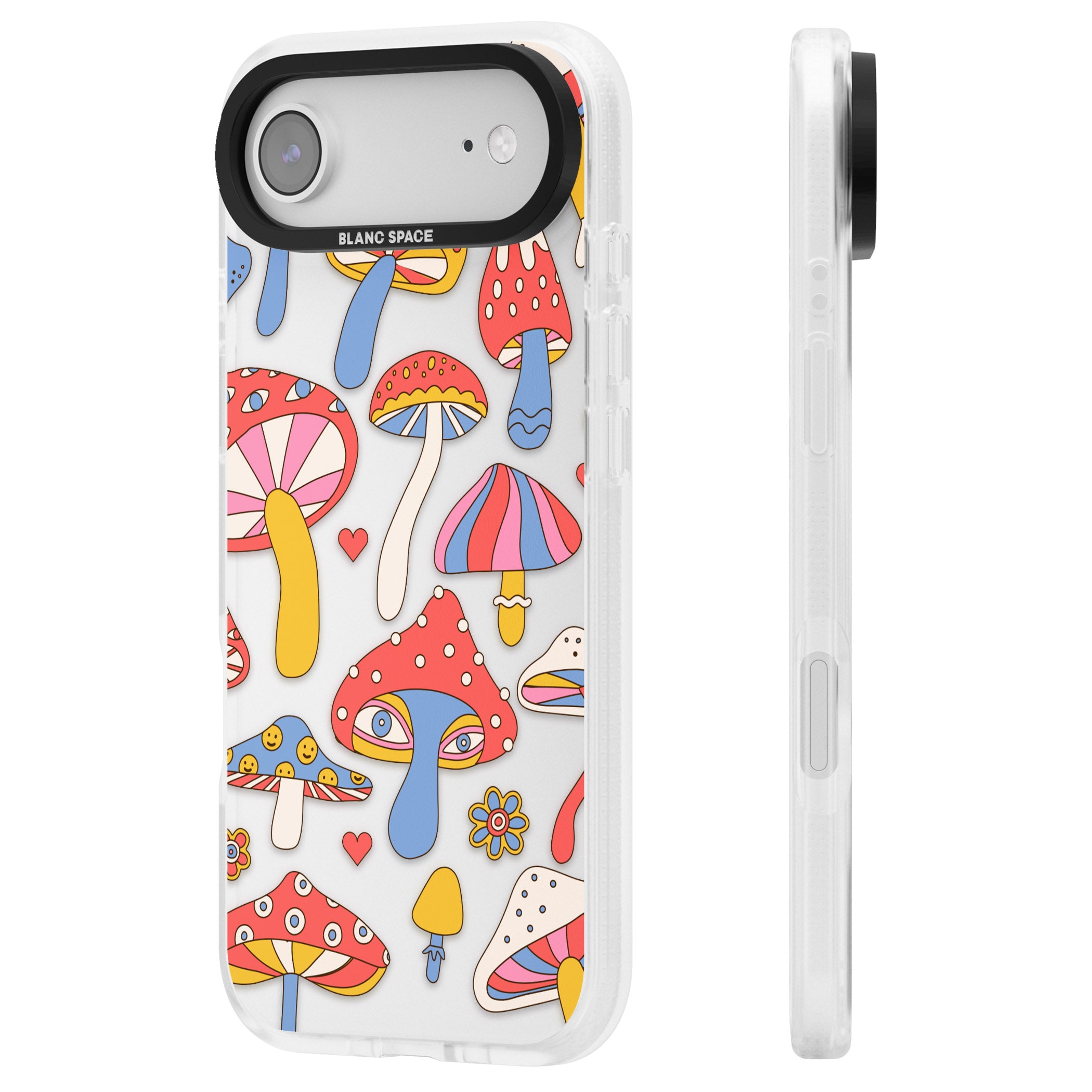 Vibrant Shrooms iPhone 17 Air Impact Air Clear Phone Case Side Profile