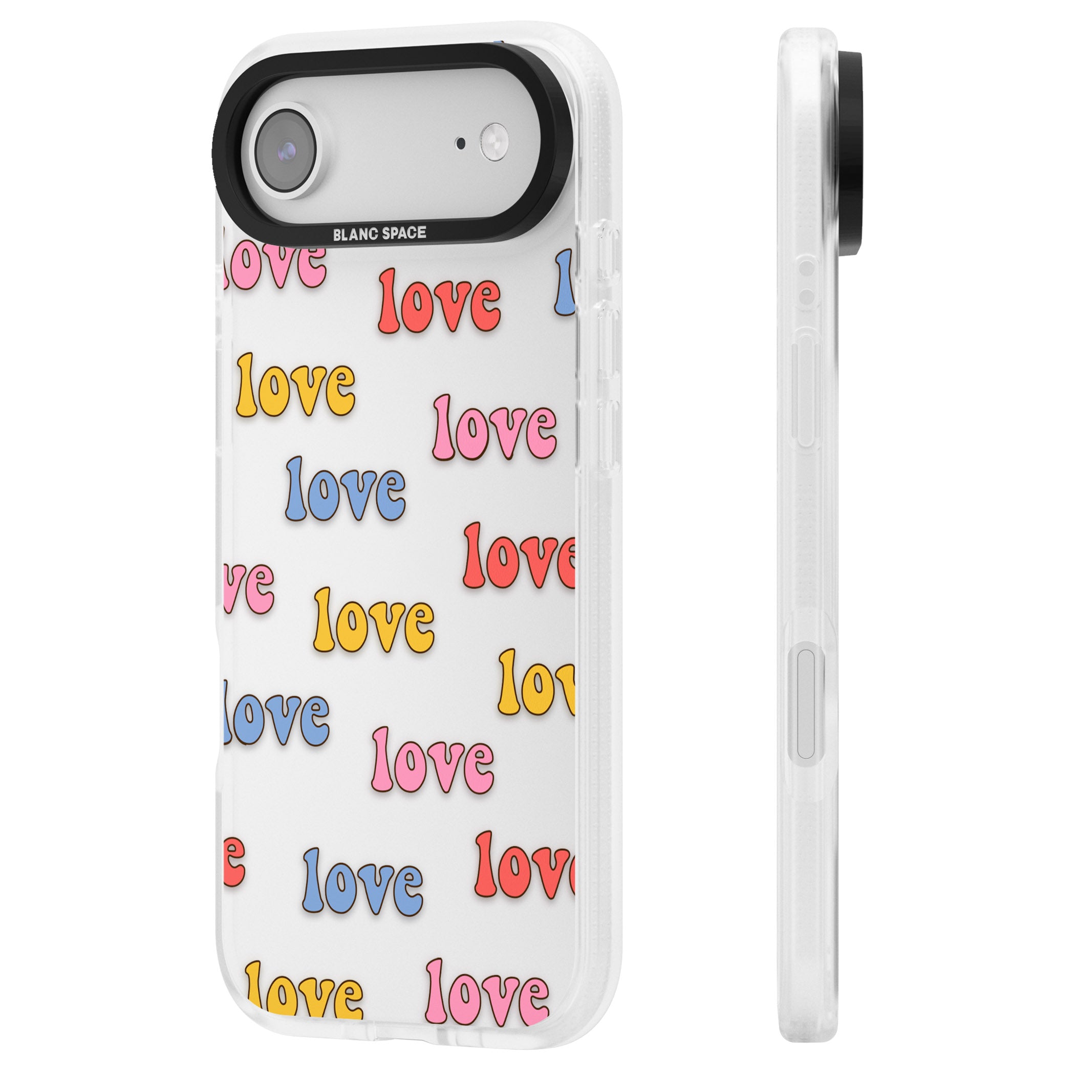 Love Pattern iPhone 17 Air Impact Air Clear Phone Case Side Profile