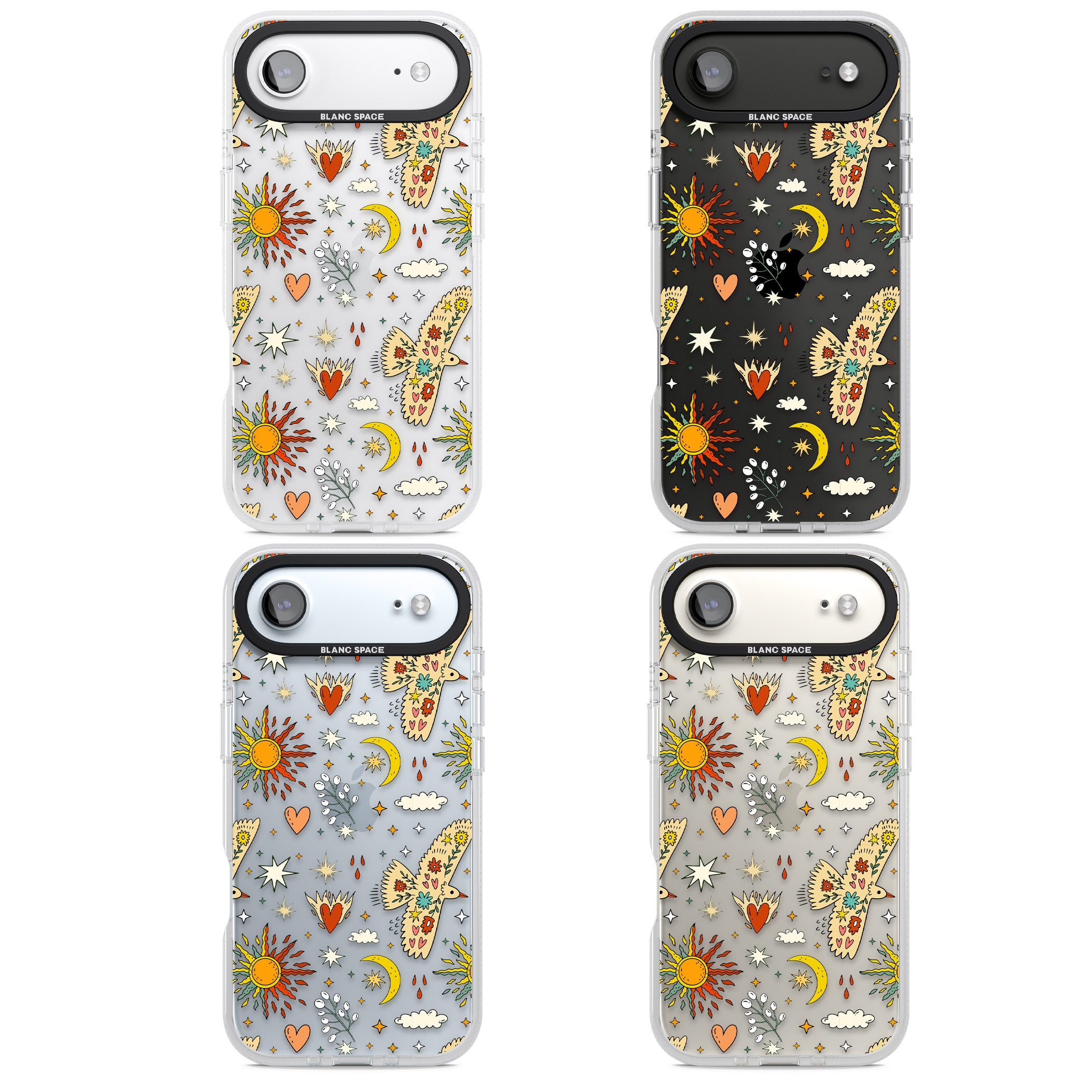 Boho Celestial Floral Bird Sun iPhone 17 Air Impact Air Clear Phone Case APT Impact Protection