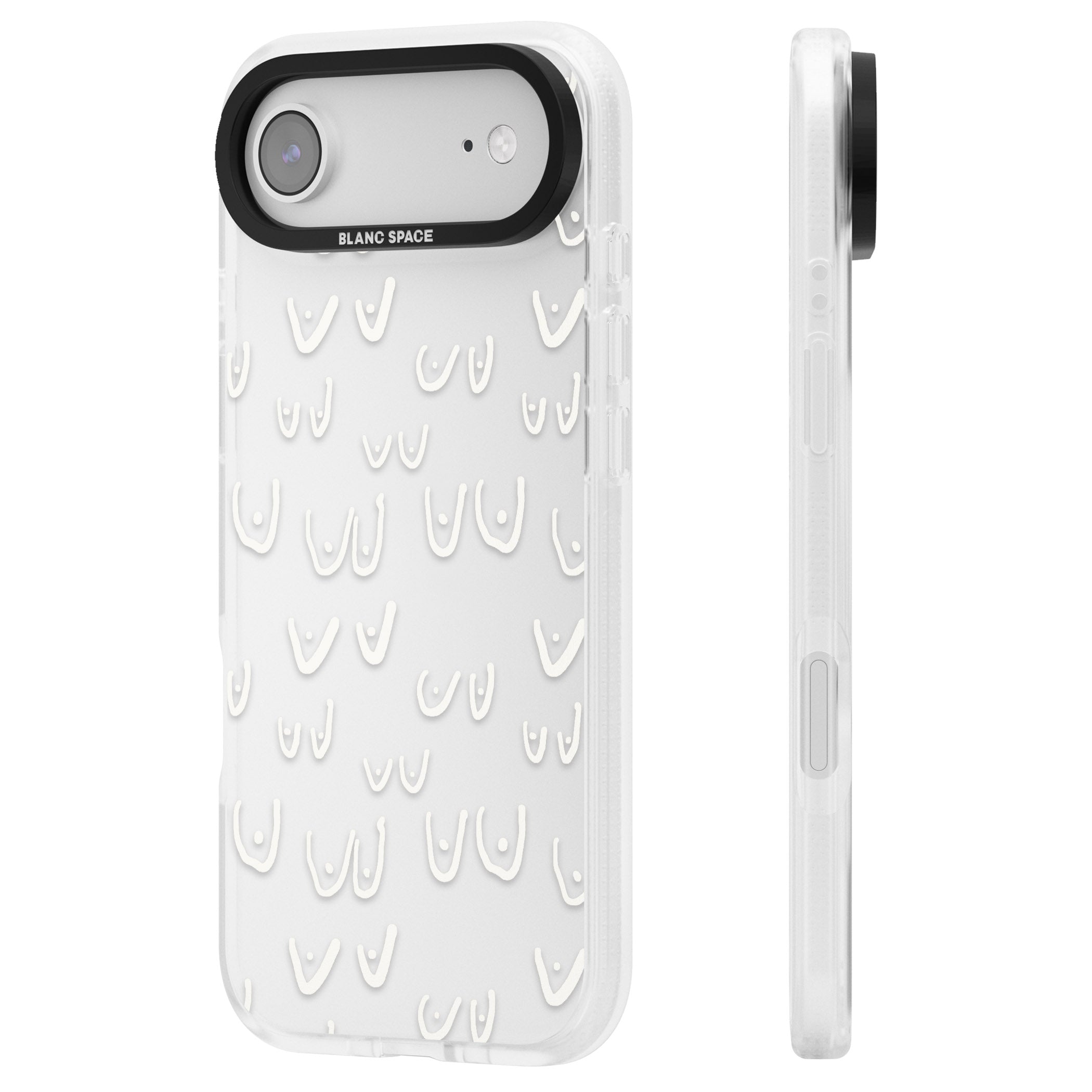 Boob Pattern (White) iPhone 17 Air Impact Air Clear Phone Case Side Profile