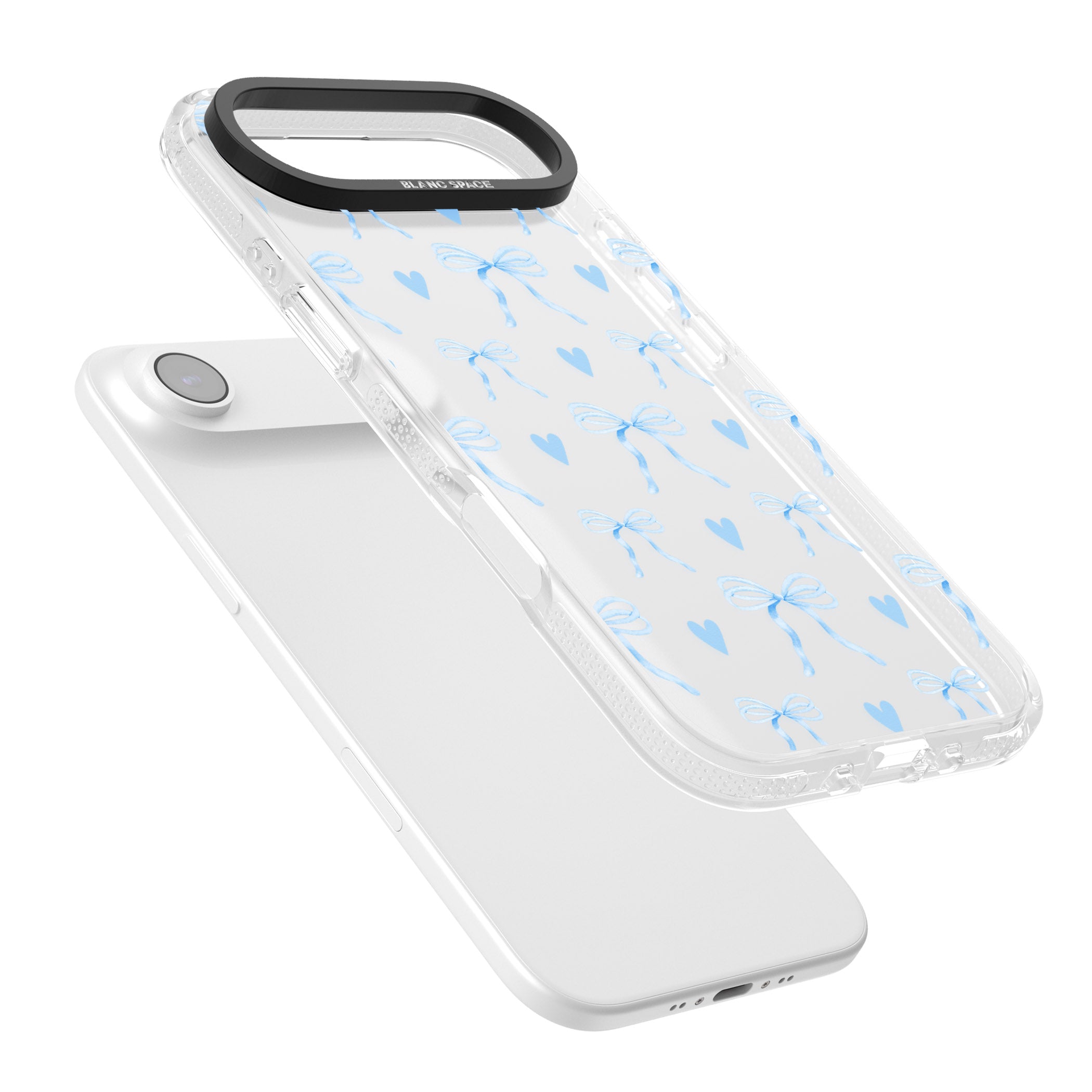 Blue Bows & Hearts iPhone 17 Air Impact Air Clear Phone Case Colours