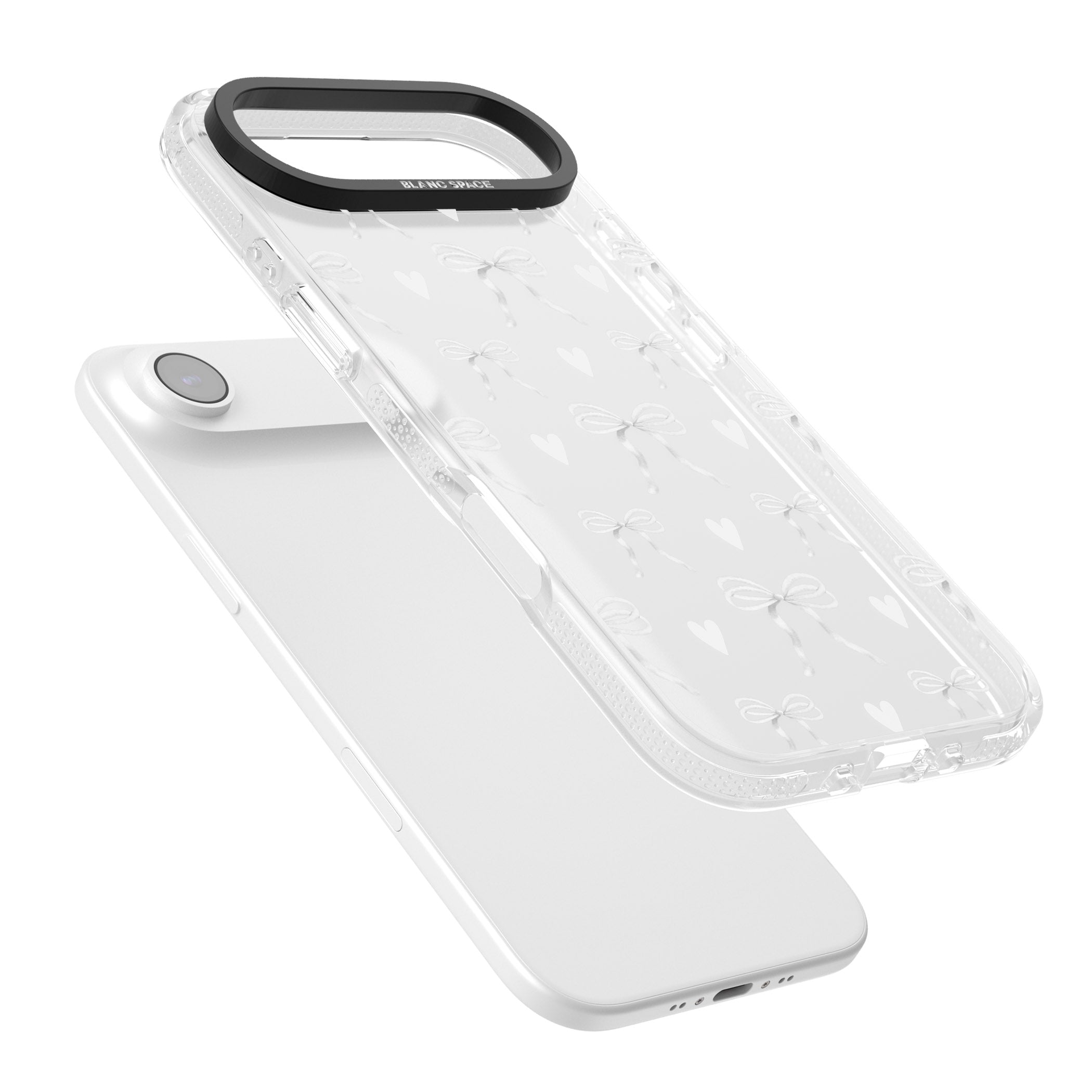 White Bows & Hearts iPhone 17 Air Impact Air Clear Phone Case Colours
