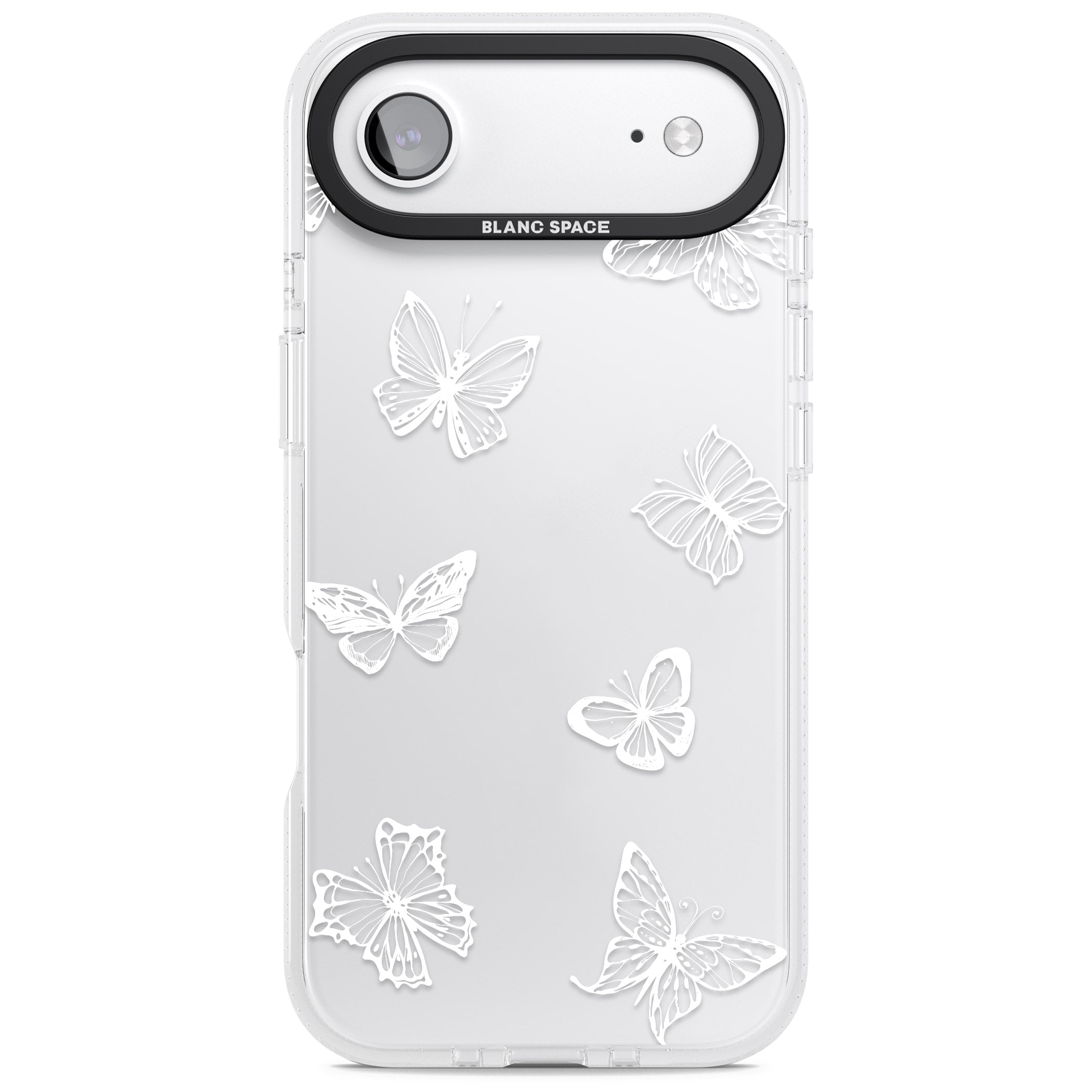 White Butterfly Line Pattern iPhone 17 Air Impact Air Clear Phone Case