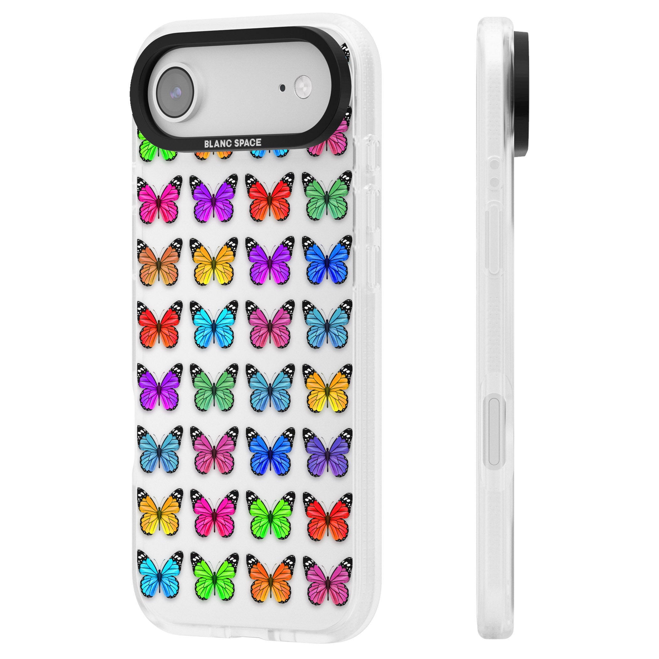 Colourful Butterfly Pattern iPhone 17 Air Impact Air Clear Phone Case Side Profile