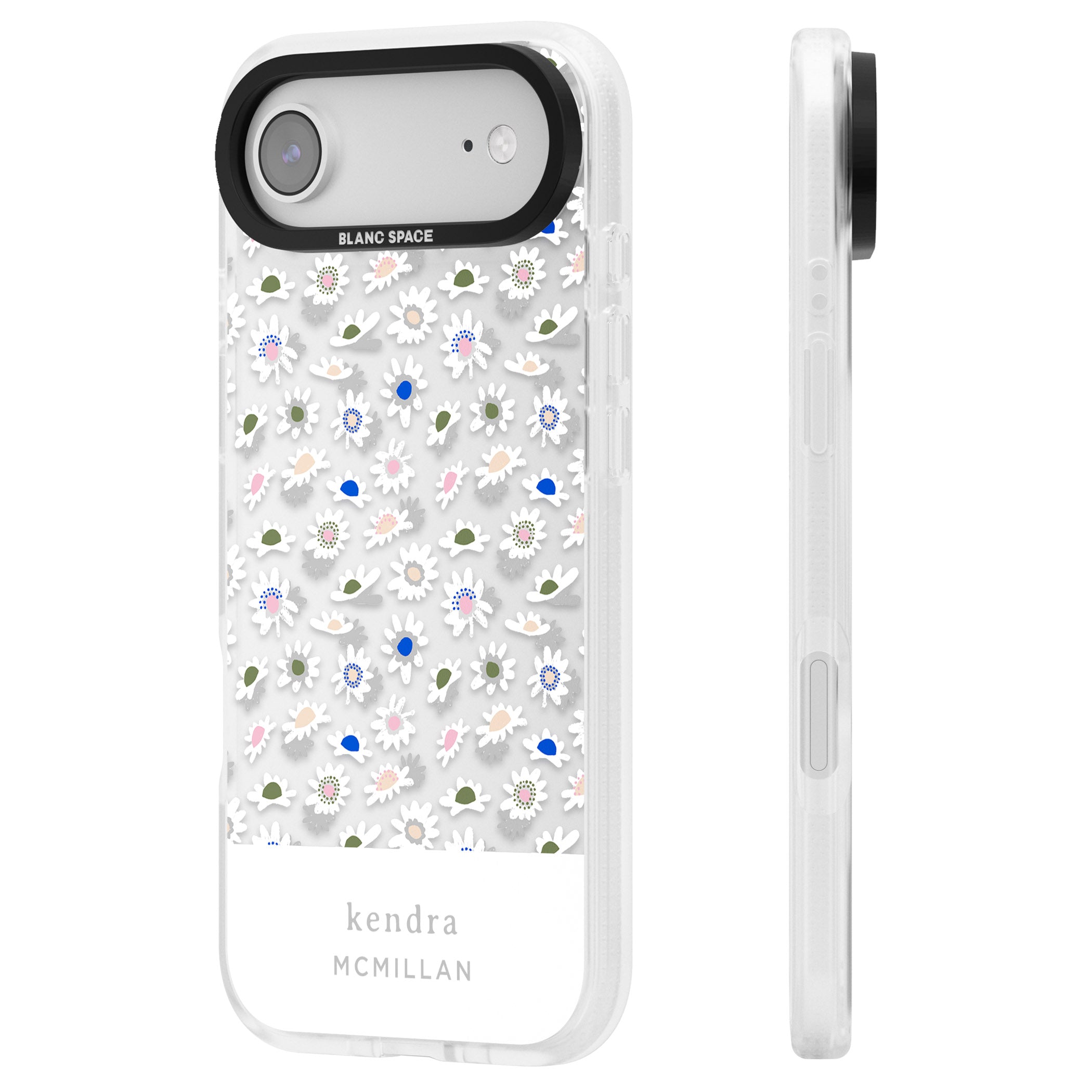 Personalised Grey & White Daisies iPhone 17 Air Impact Air Clear Phone Case Side Profile