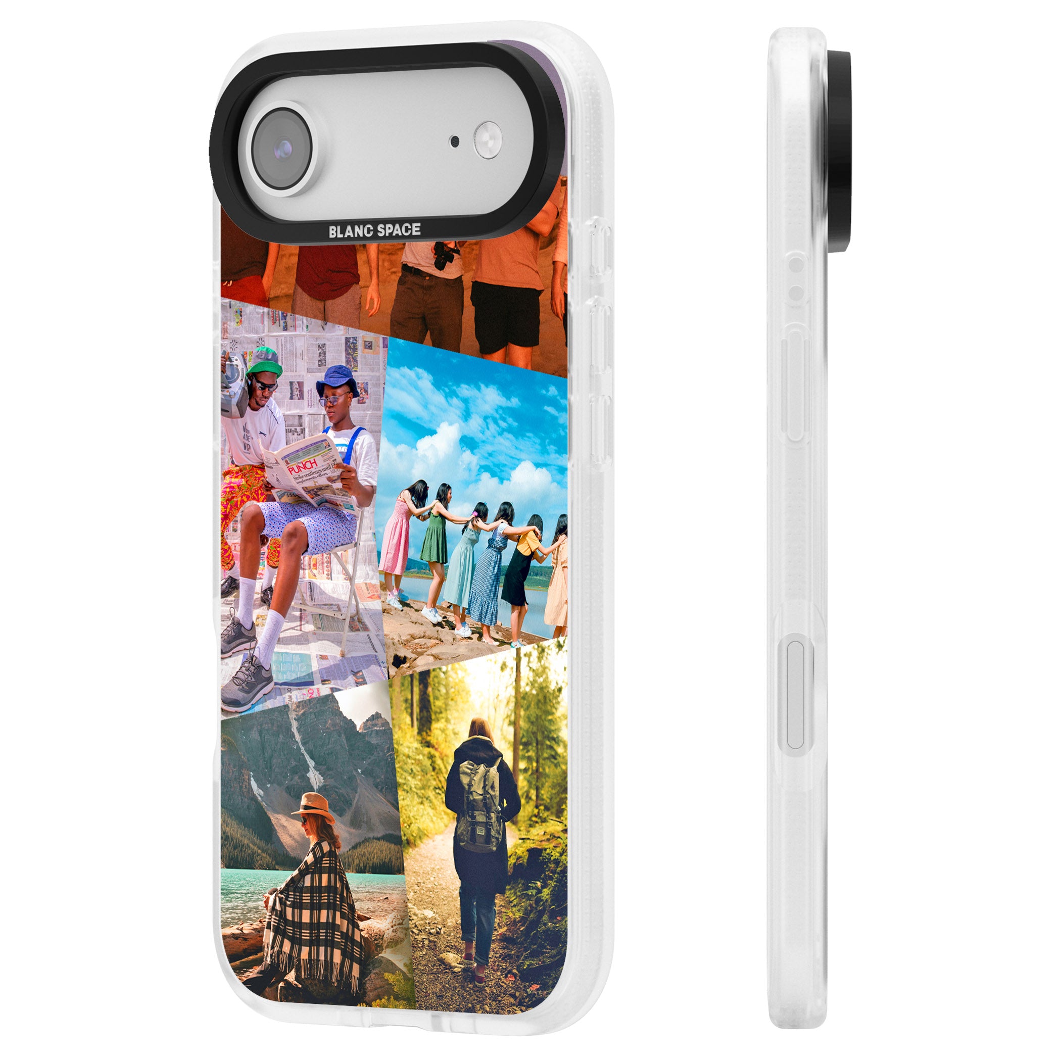 Personalised Abstract Photo Grid iPhone 17 Air Impact Air Clear Phone Case Side Profile