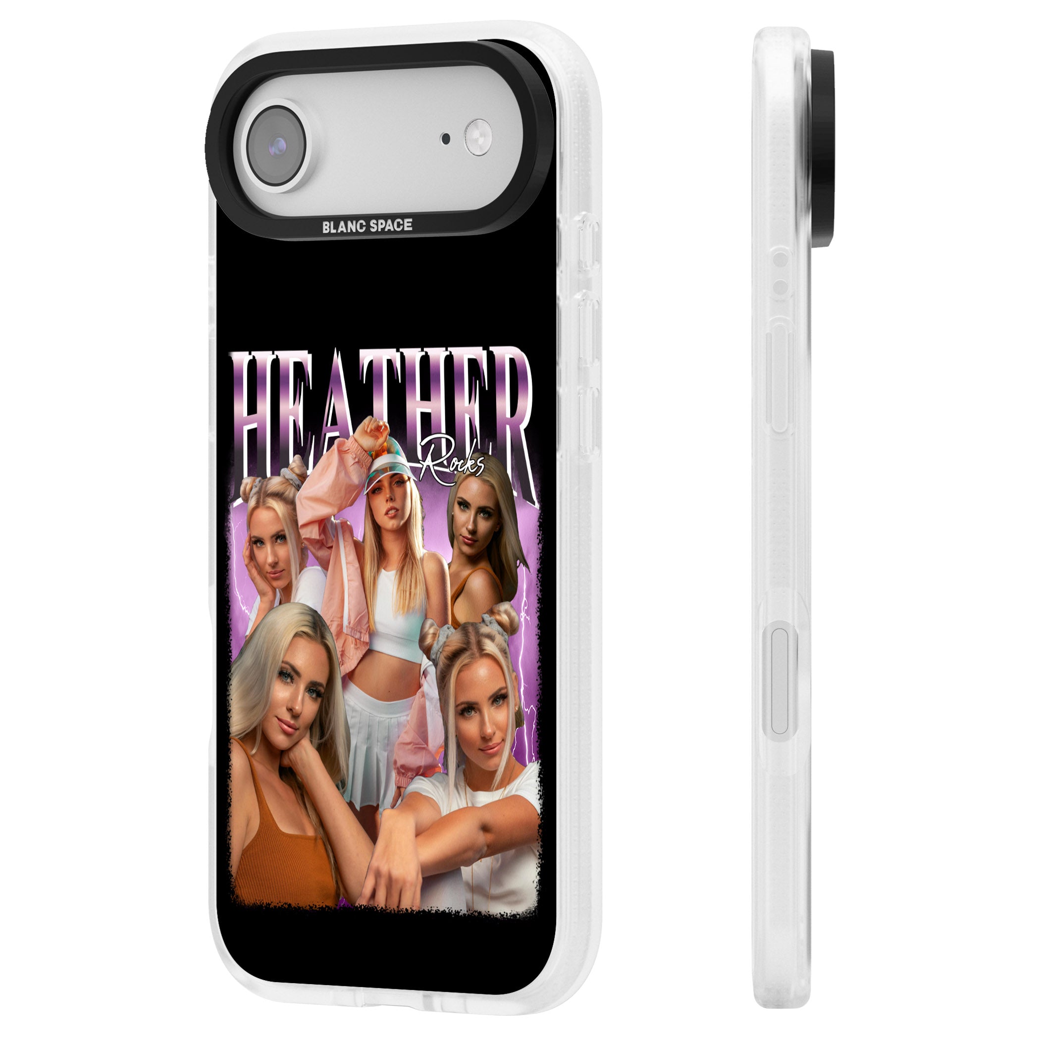Personalised Airbrush Name & Photo Collage (Pink) iPhone 17 Air Impact Air Clear Phone Case Side Profile