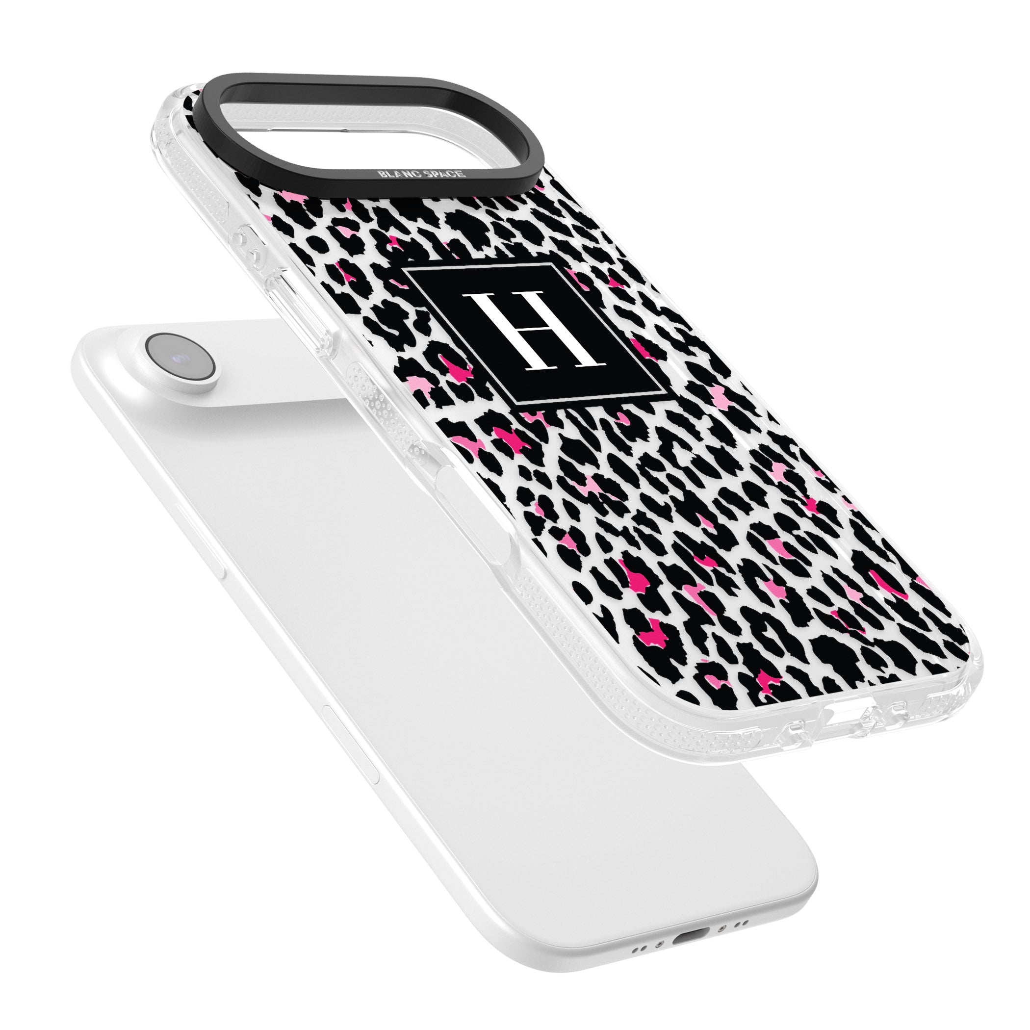 Personalised Clear Pink Leopard Monogram iPhone 17 Air Impact Air Clear Phone Case Colours