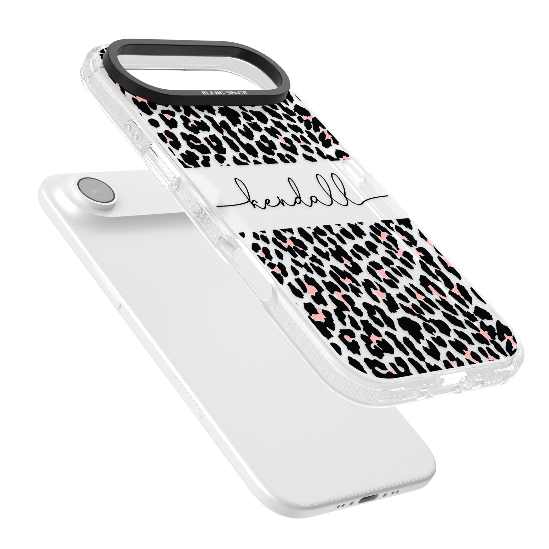 Personalised Cursive Leopard Spots iPhone 17 Air Impact Air Clear Phone Case Colours