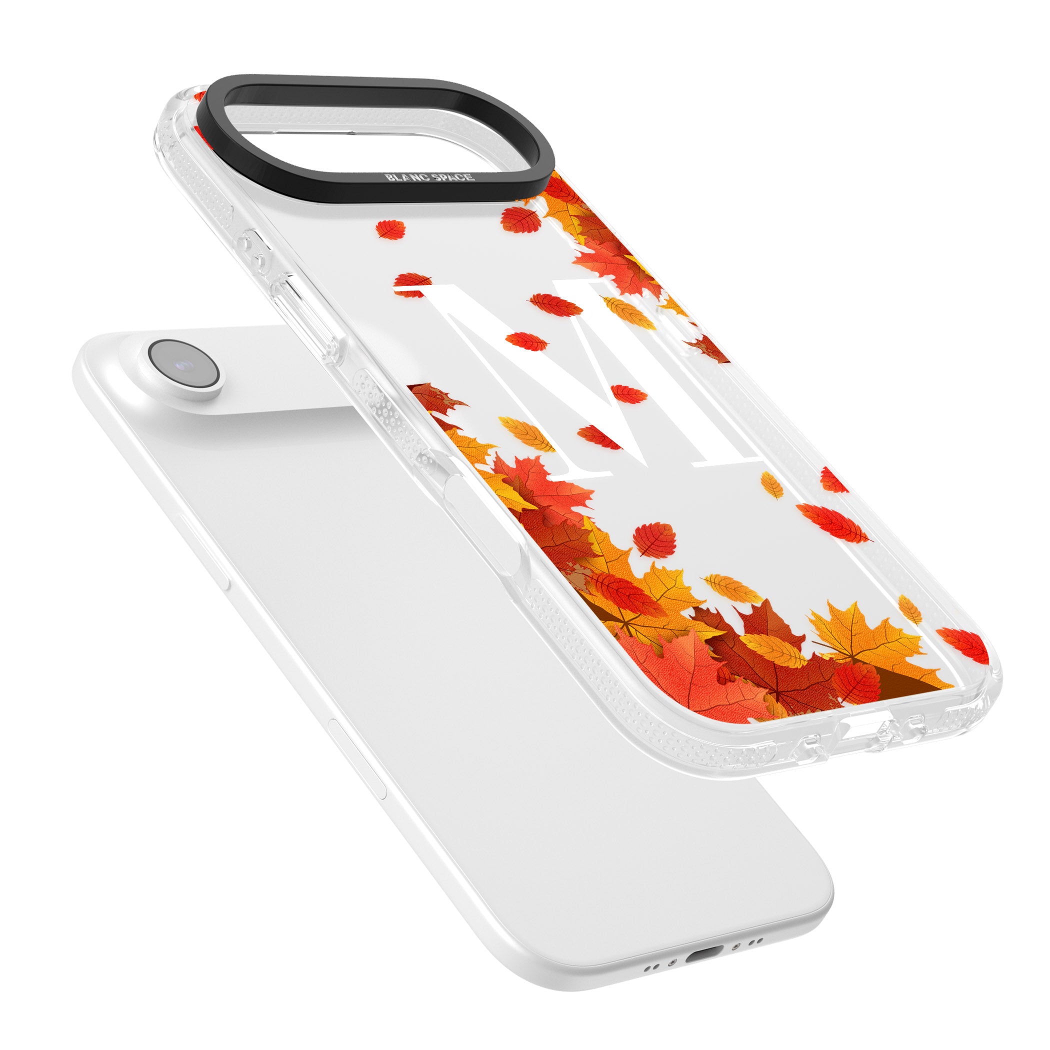 Personalised Autumn Leaves Monogram iPhone 17 Air Impact Air Clear Phone Case Colours