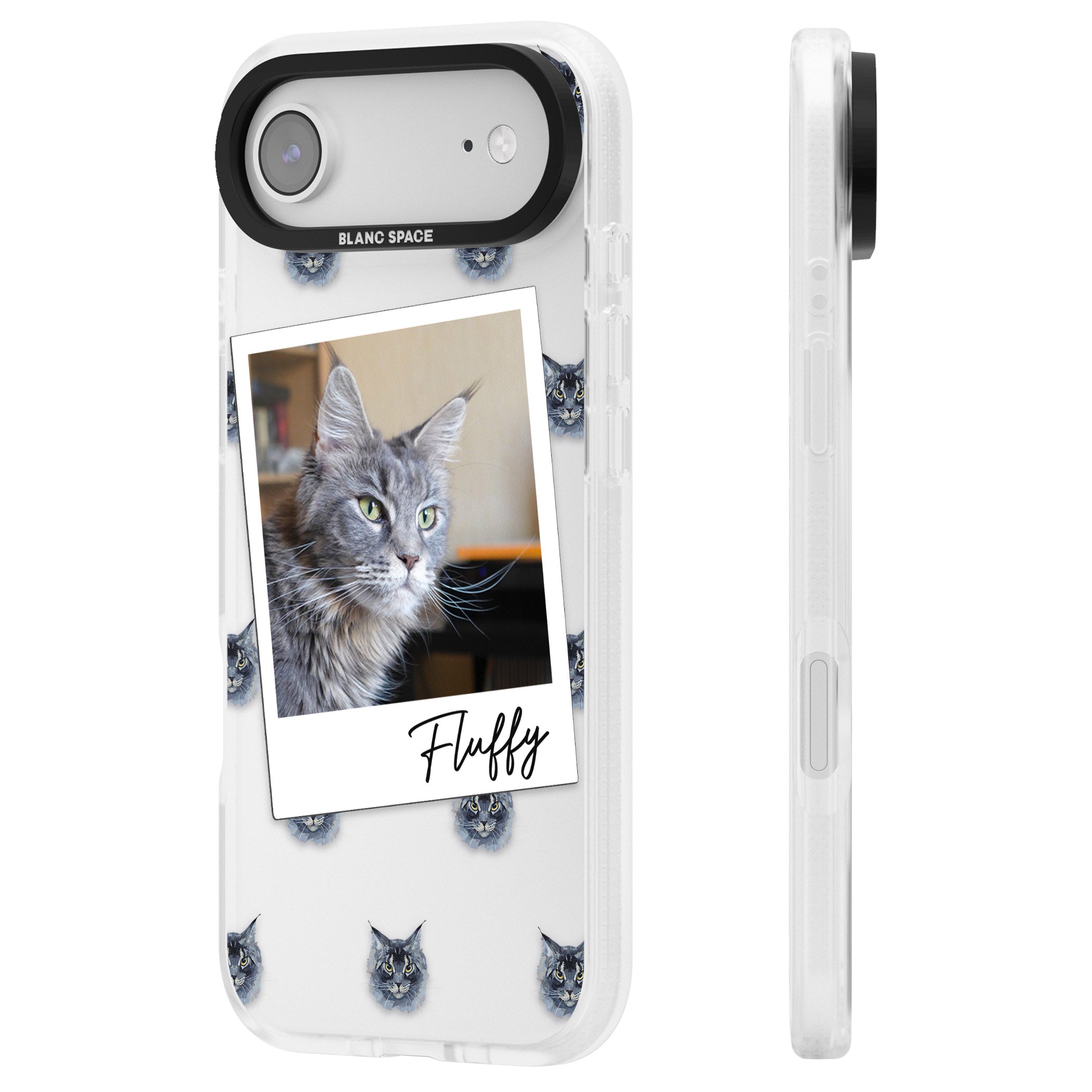 Personalised Maine Coon Photo iPhone 17 Air Impact Air Clear Phone Case Side Profile
