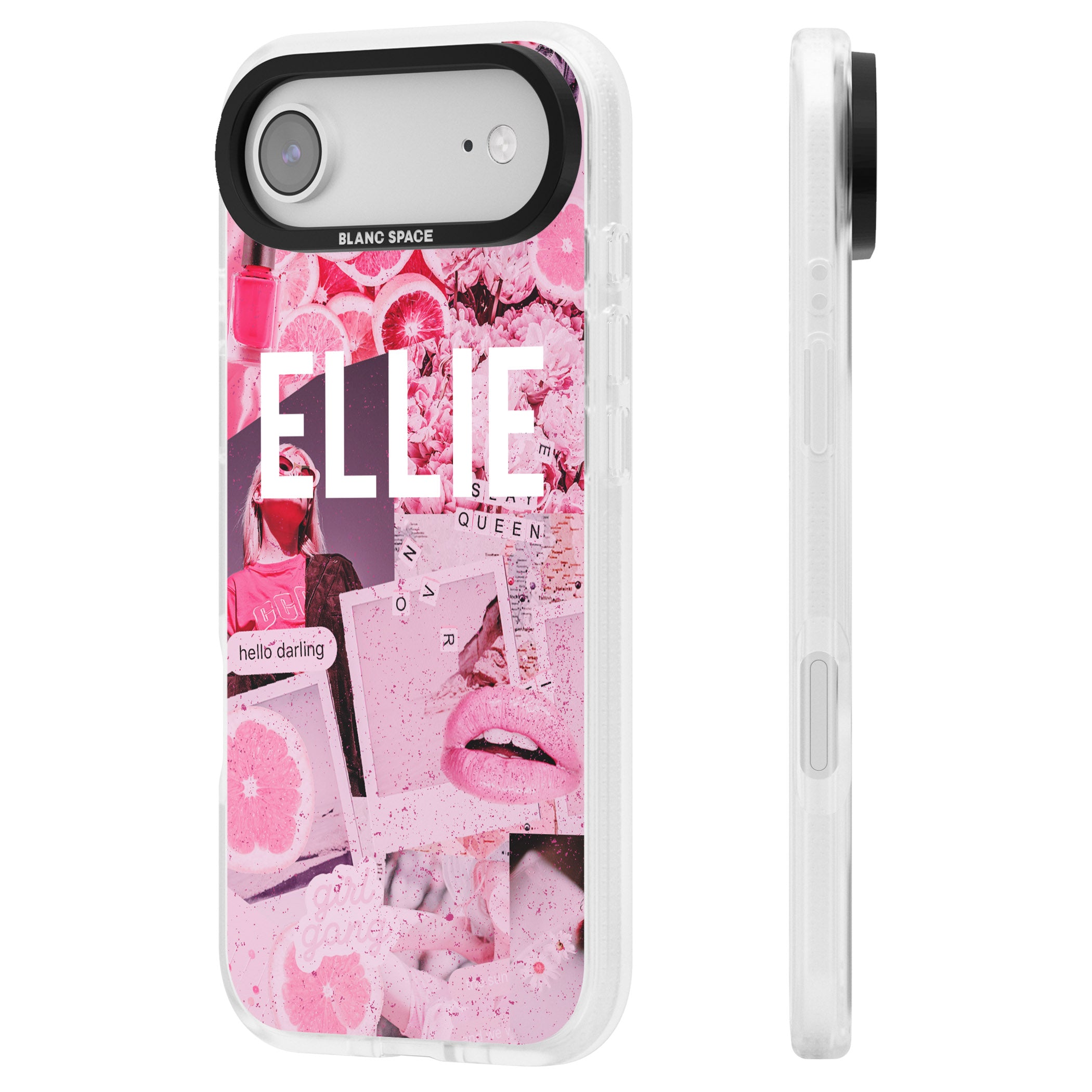 Personalised Sweet Pink Collage iPhone 17 Air Impact Air Clear Phone Case Side Profile