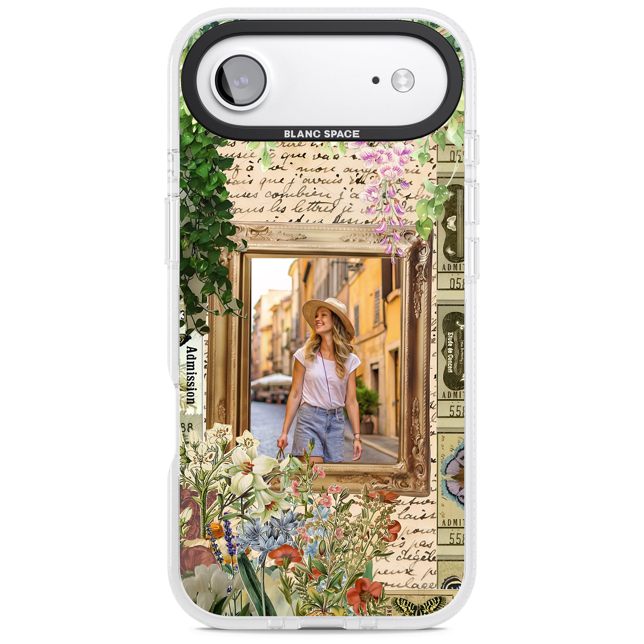 Personalised Tuscan Floral Collage Frame iPhone 17 Air Impact Air Clear Phone Case