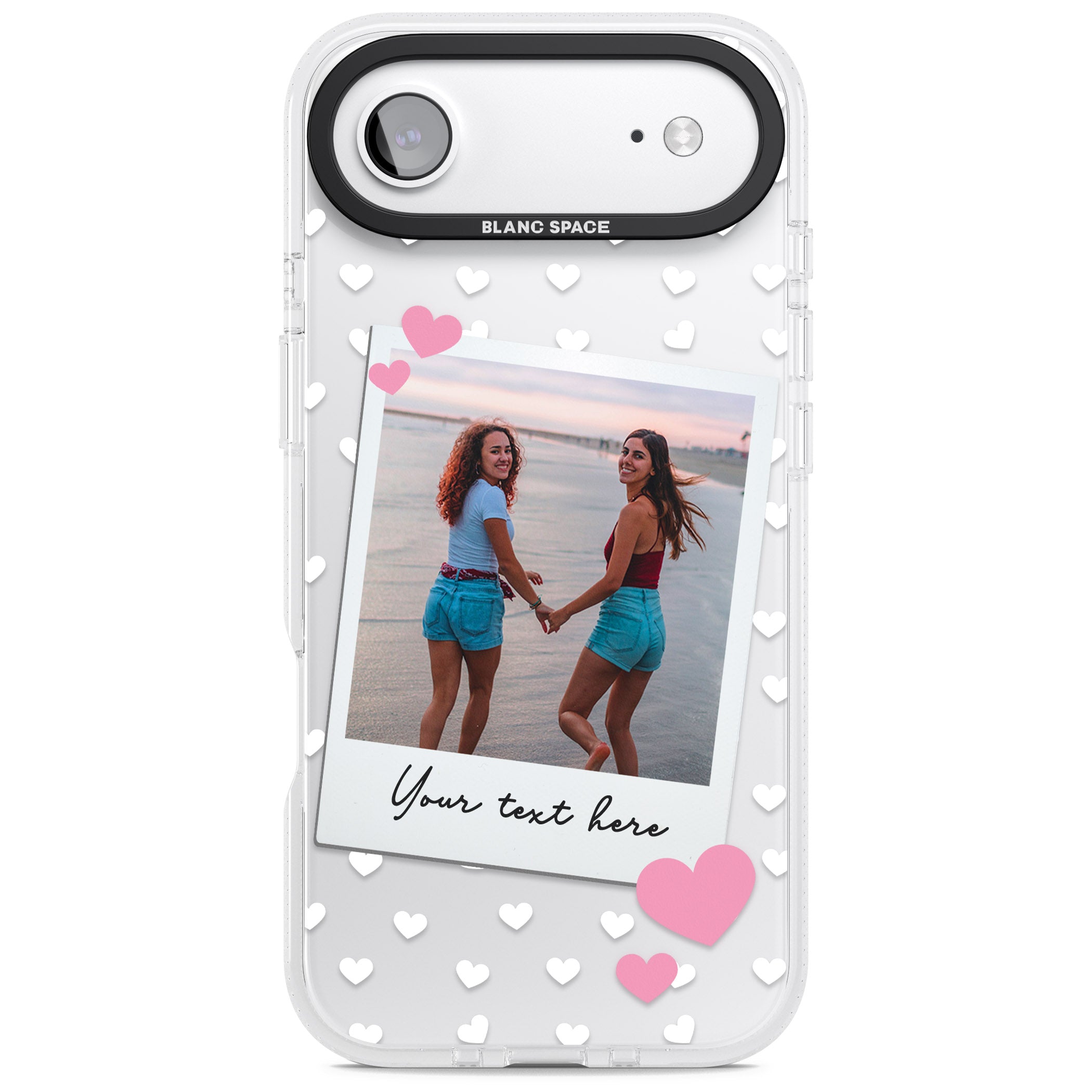 Personalised Hearts Instant Camera Photo iPhone 17 Air Impact Air Clear Phone Case