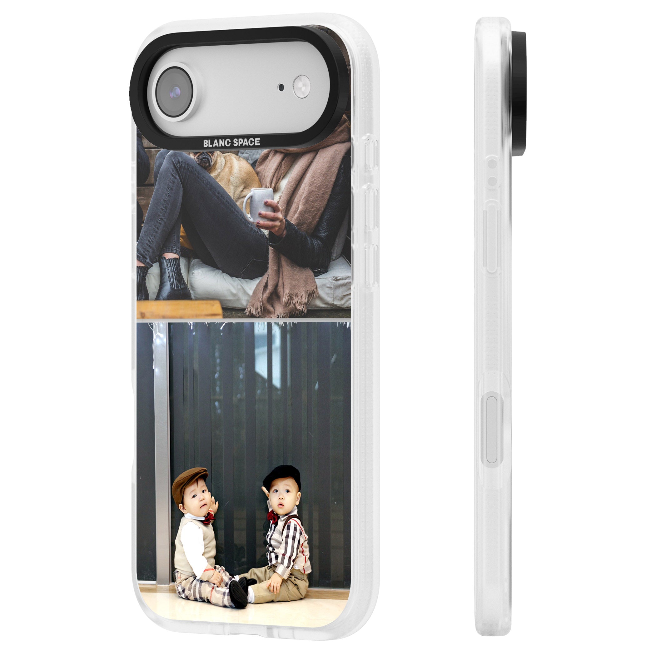 Personalised 2 Photo Grid iPhone 17 Air Impact Air Clear Phone Case Side Profile