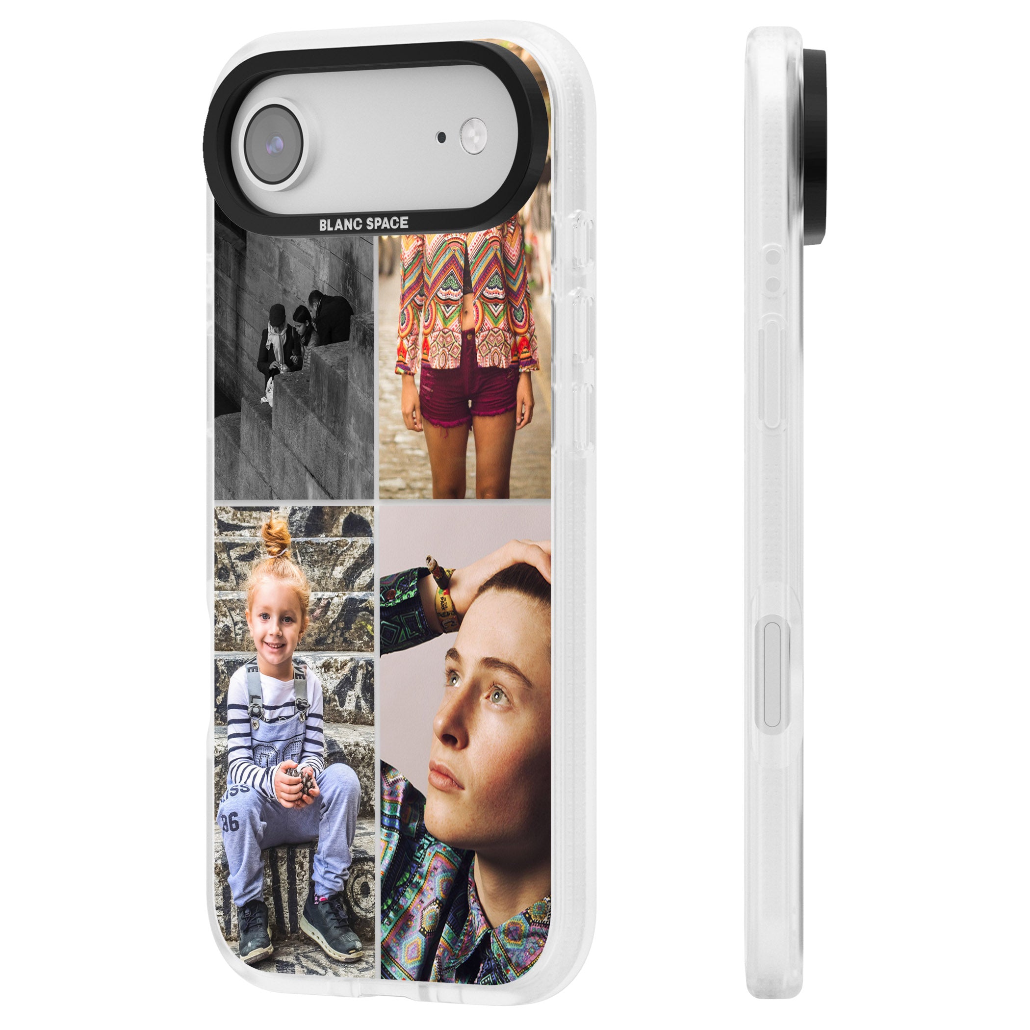 Personalised 4 Photo Grid iPhone 17 Air Impact Air Clear Phone Case Side Profile