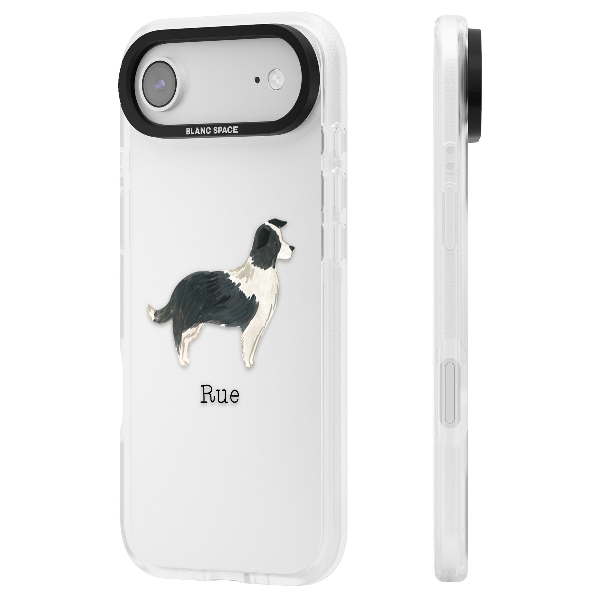 Personalised Border Collie iPhone 17 Air Impact Air Clear Phone Case Side Profile