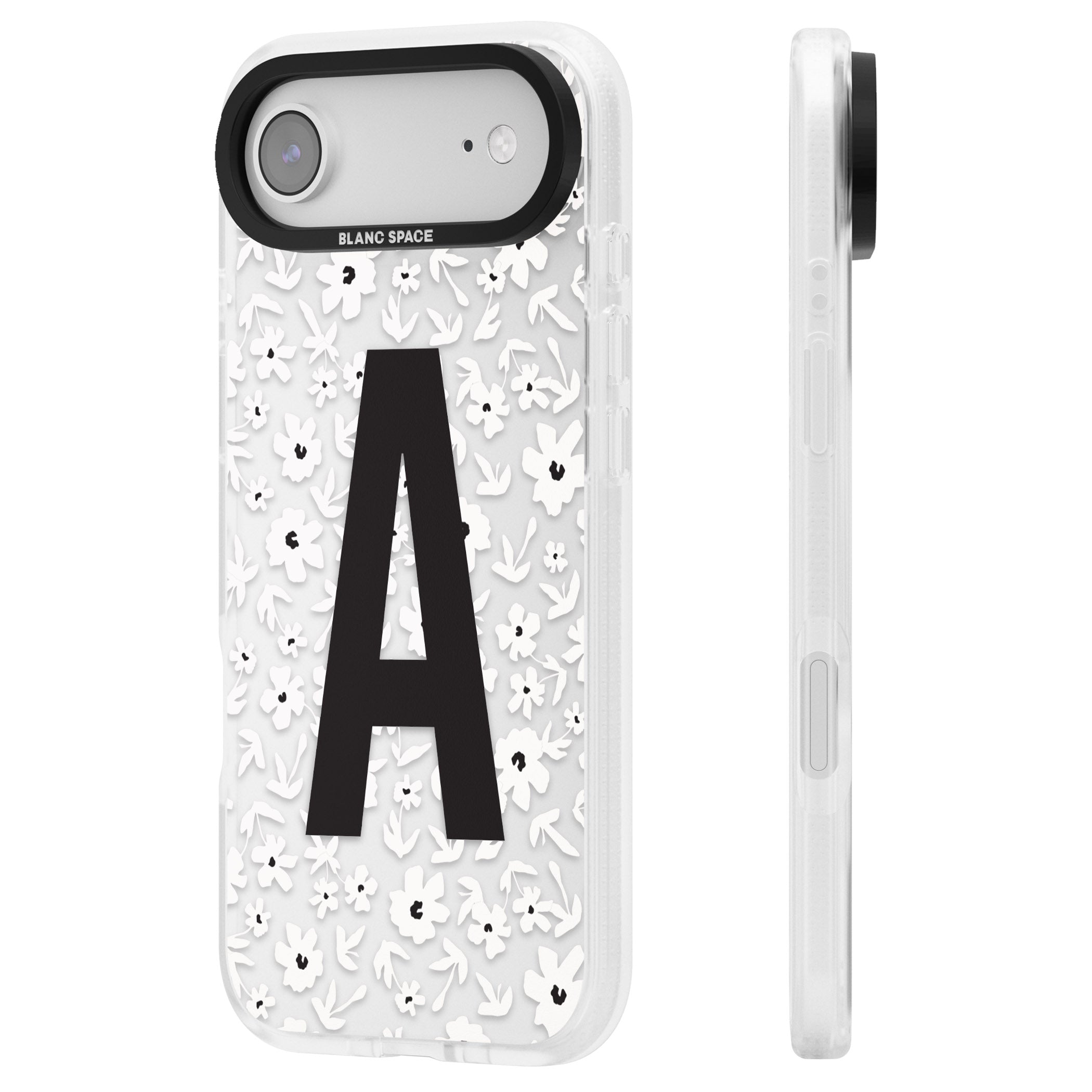Personalised Bold Initial Floral iPhone 17 Air Impact Air Clear Phone Case Side Profile