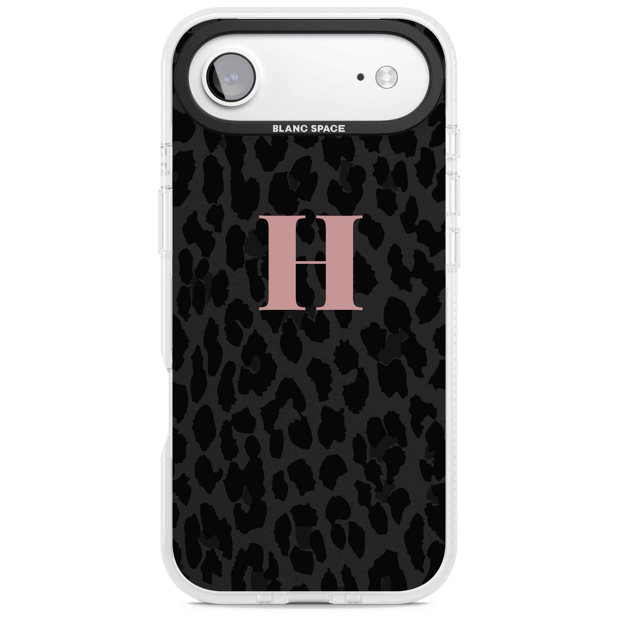 Personalised Pink Leopard Monogram iPhone 17 Air Impact Air Clear Phone Case