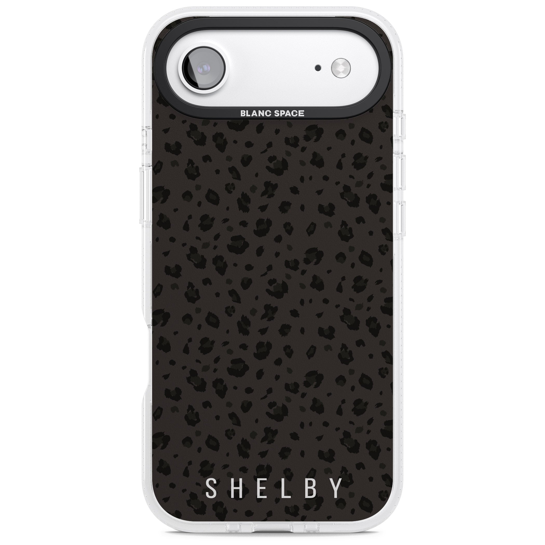 Personalised Dark Leopard Lettering iPhone 17 Air Impact Air Clear Phone Case