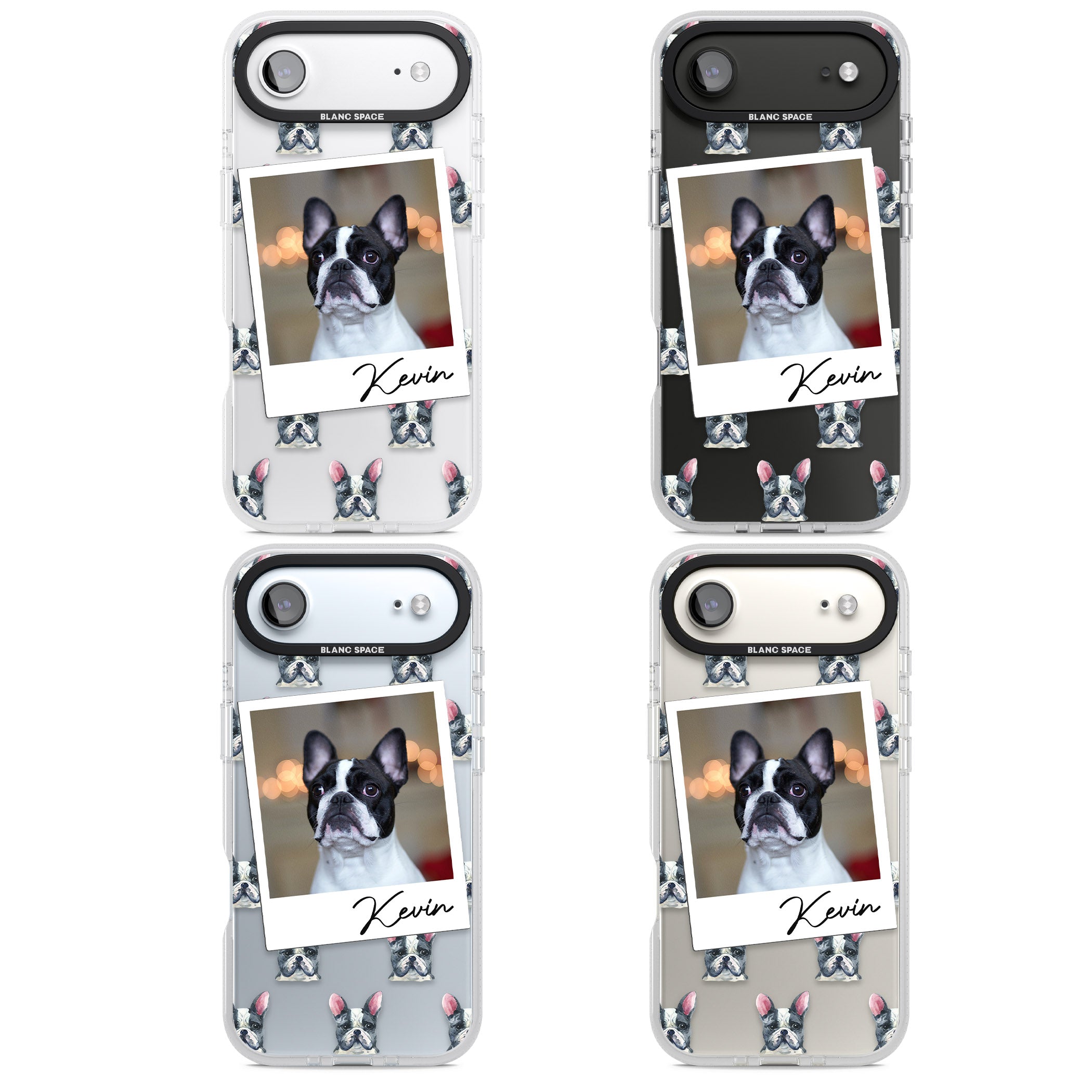 Personalised Black & White French Bulldog Instant Camera Photo iPhone 17 Air Impact Air Clear Phone Case APT Impact Protection